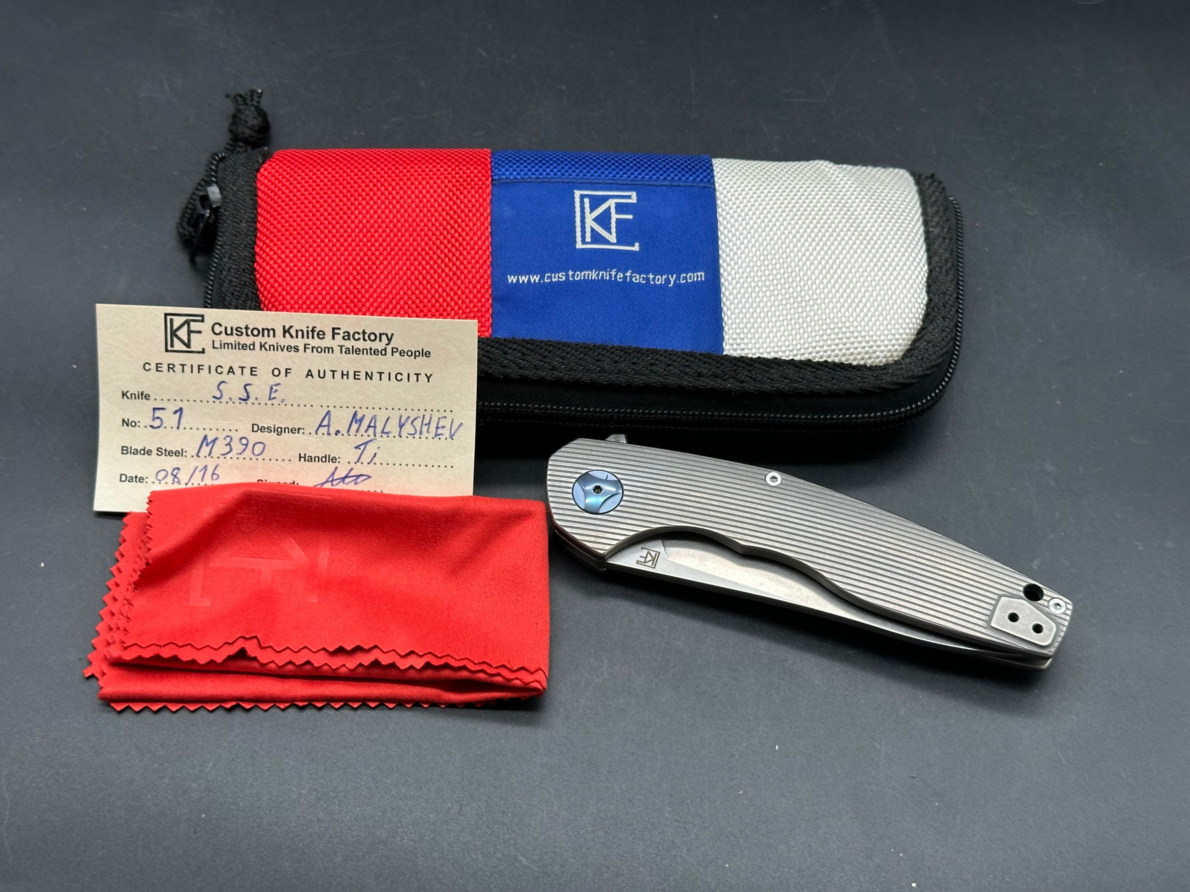 Custom Knife Factory S.S.E Titanium handle w/M390 blade