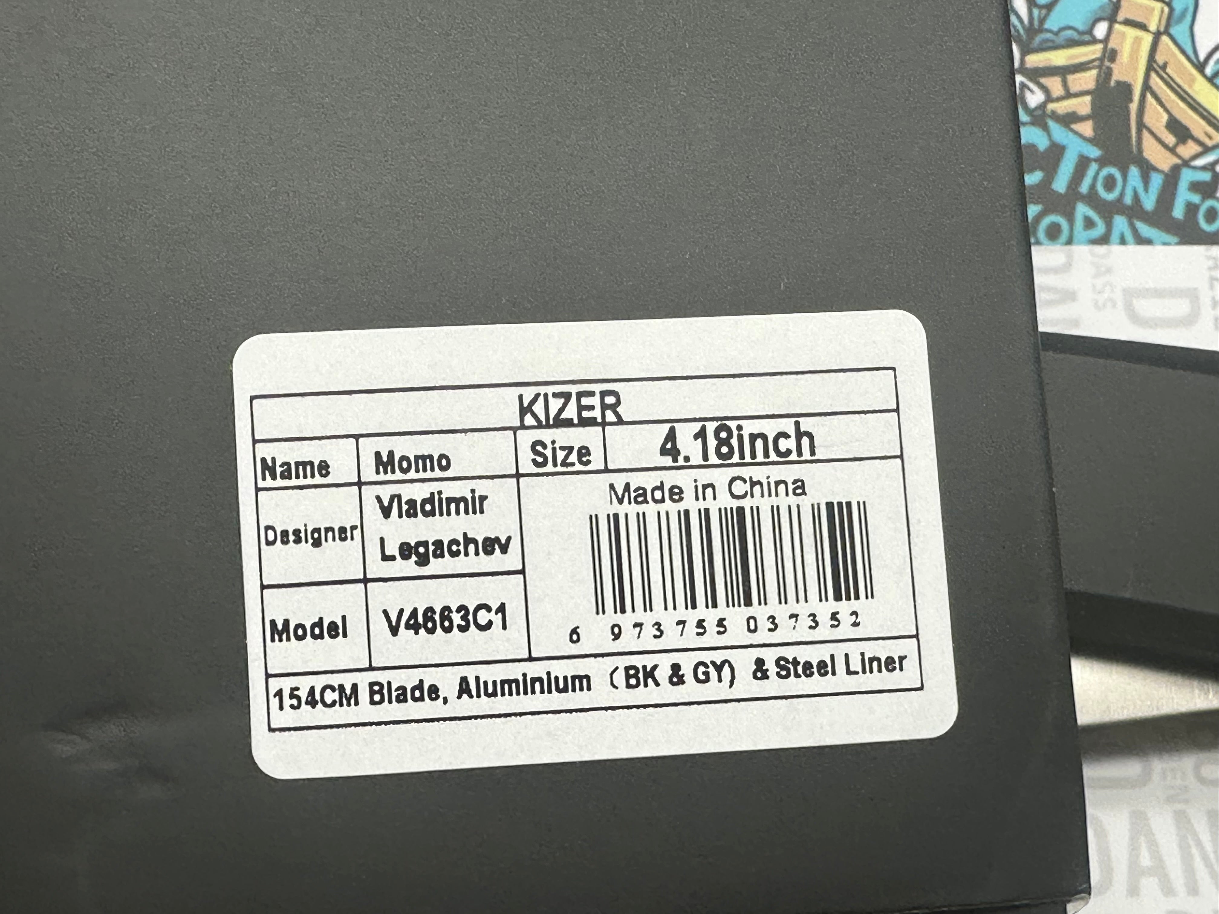 Kizer Momo Liner Lock Knife Black Aluminum (4.2" Satin)