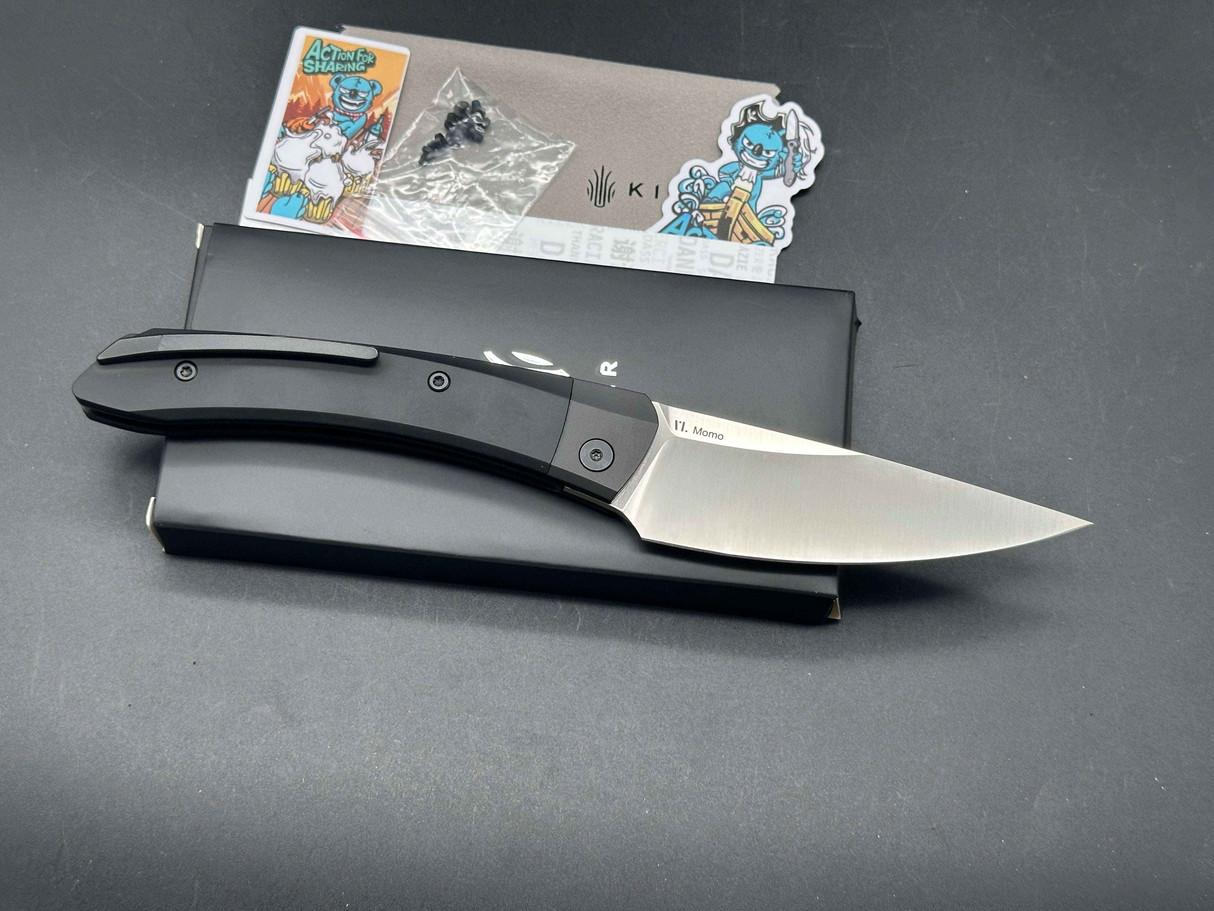 Kizer Momo Liner Lock Knife Black Aluminum (4.2" Satin)