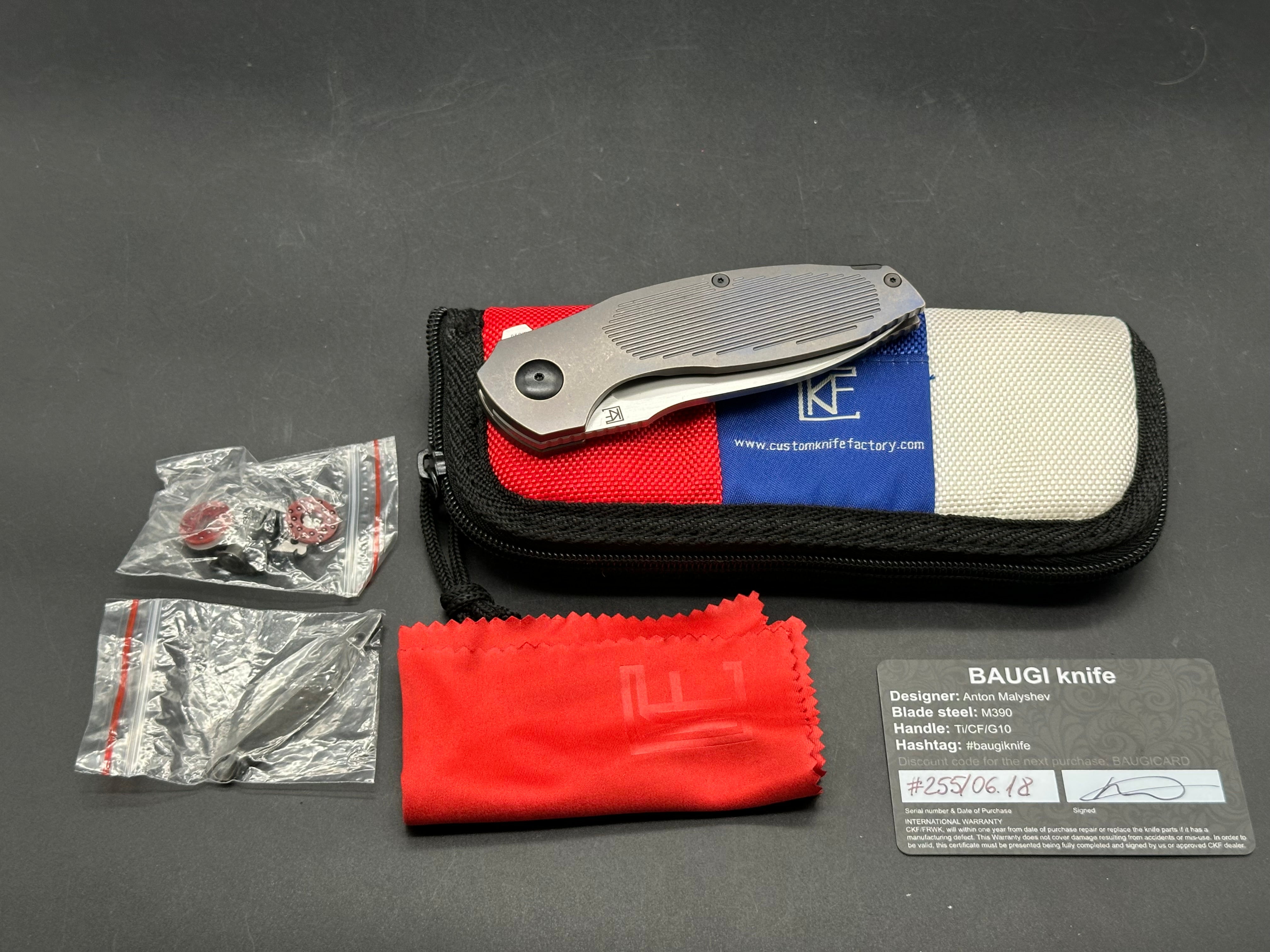Custom Knife Factory Baugi ti handle w/M390 blade