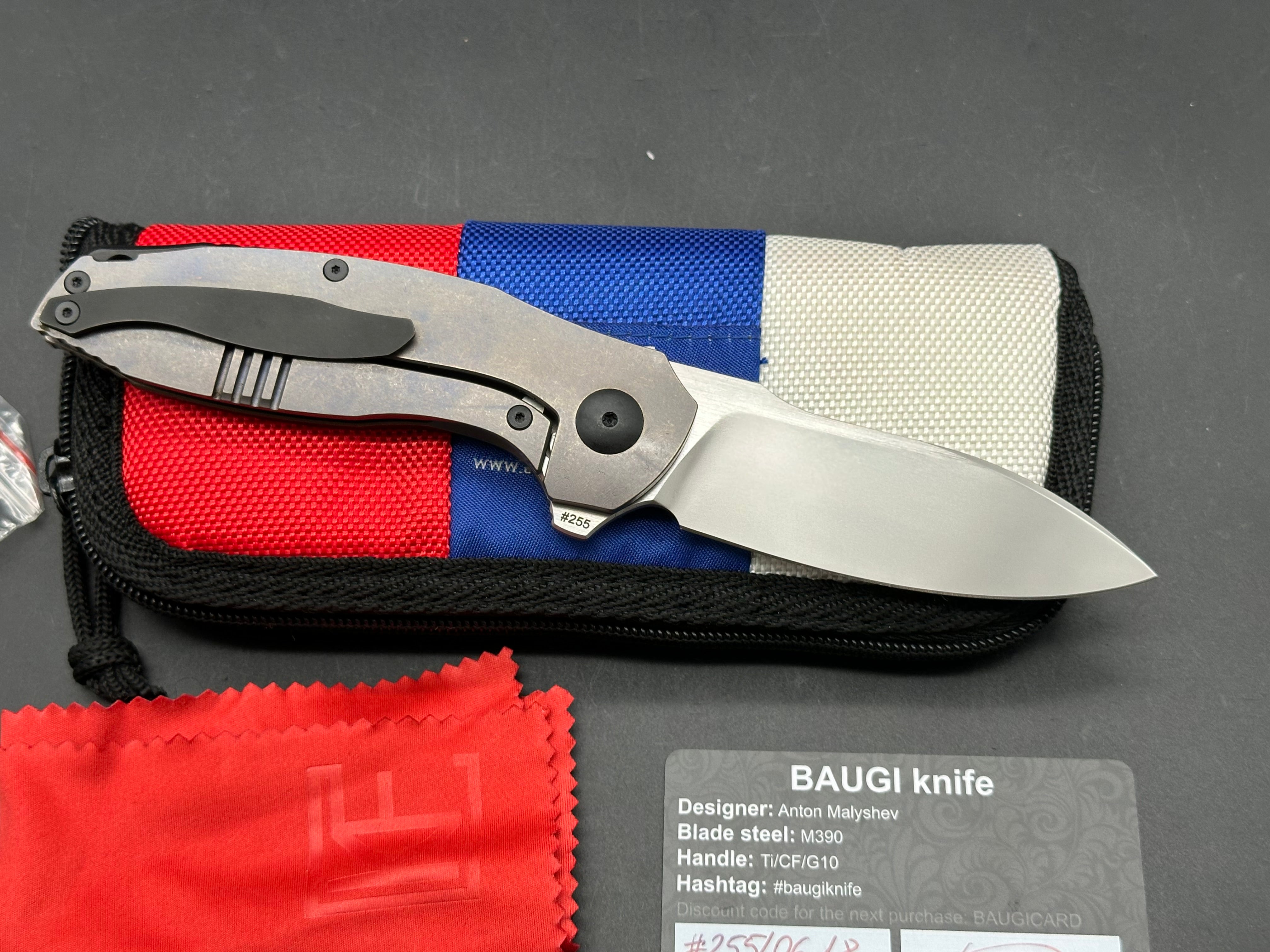 Custom Knife Factory Baugi ti handle w/M390 blade
