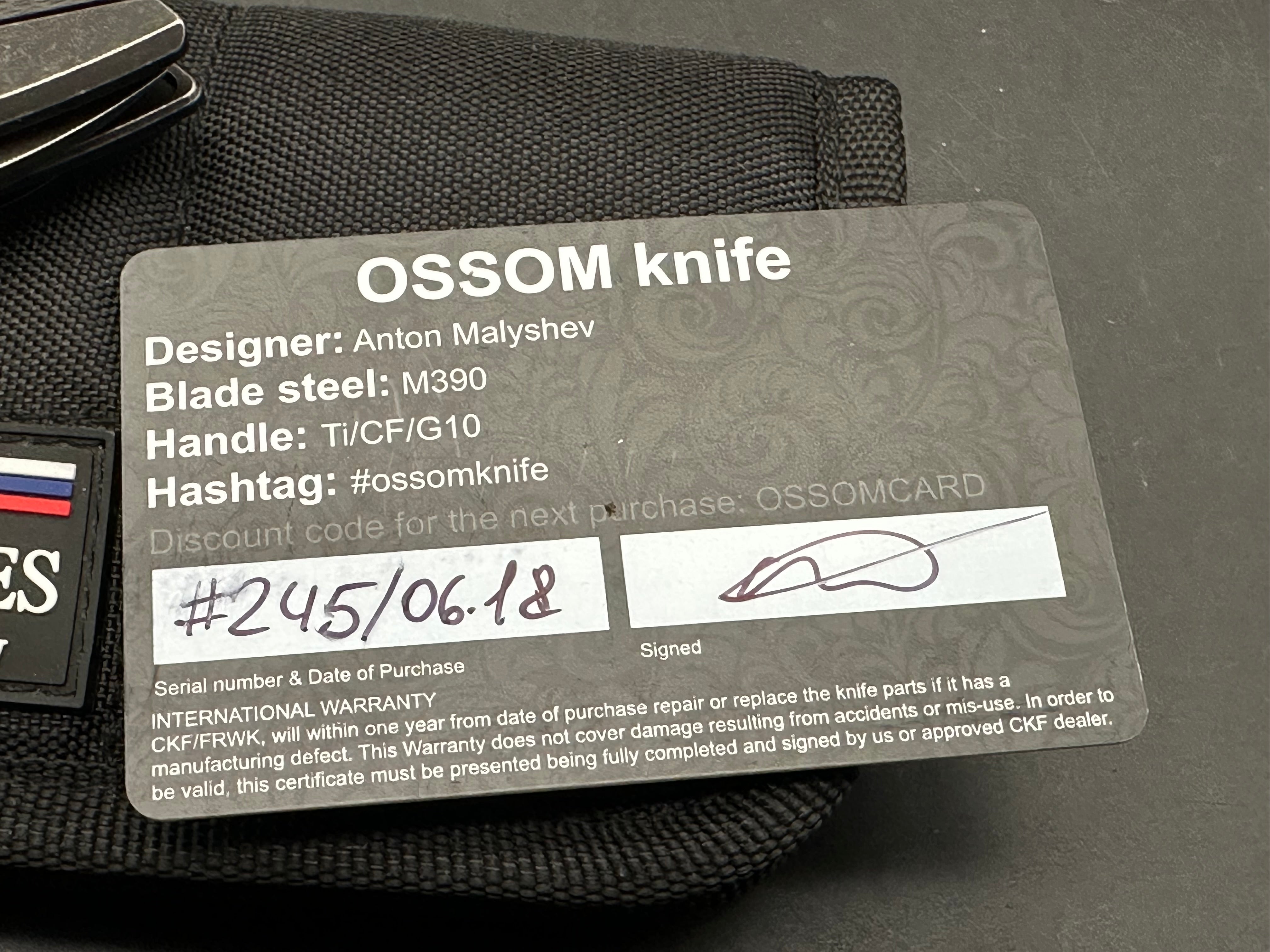 Custom Knife Factory Ossom CF/titanium handle w/M390 blade