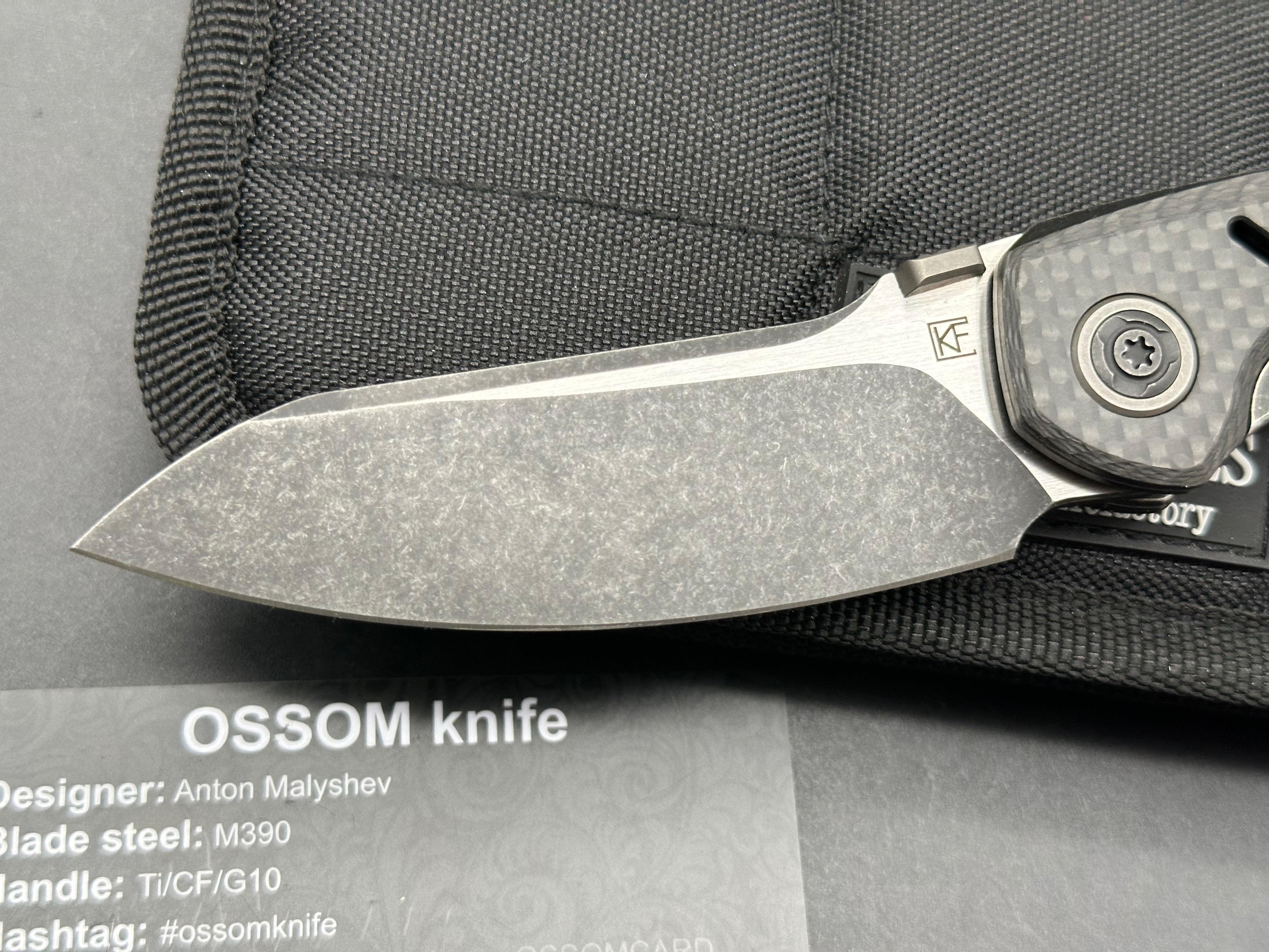 Custom Knife Factory Ossom CF/titanium handle w/M390 blade