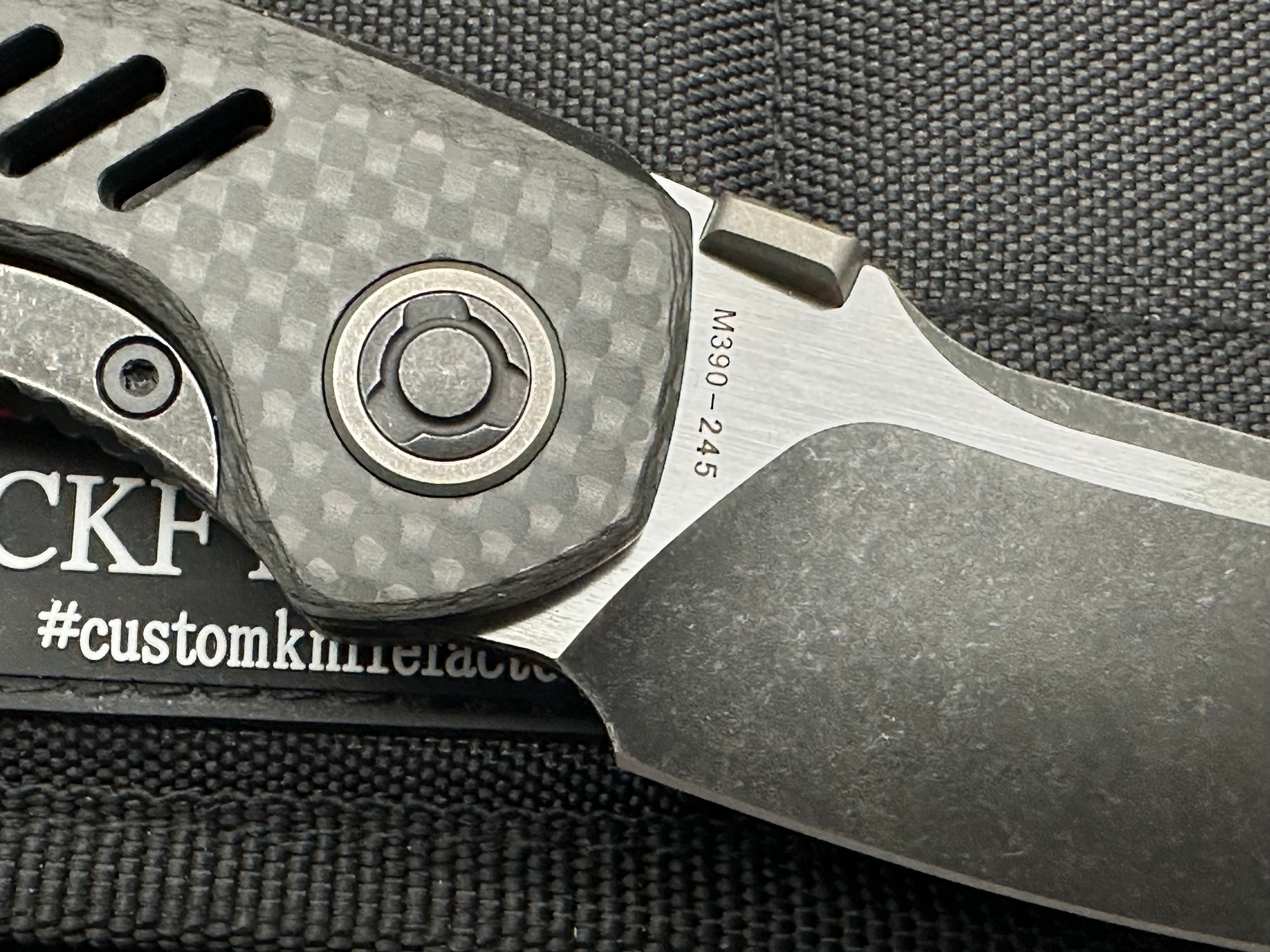 Custom Knife Factory Ossom CF/titanium handle w/M390 blade