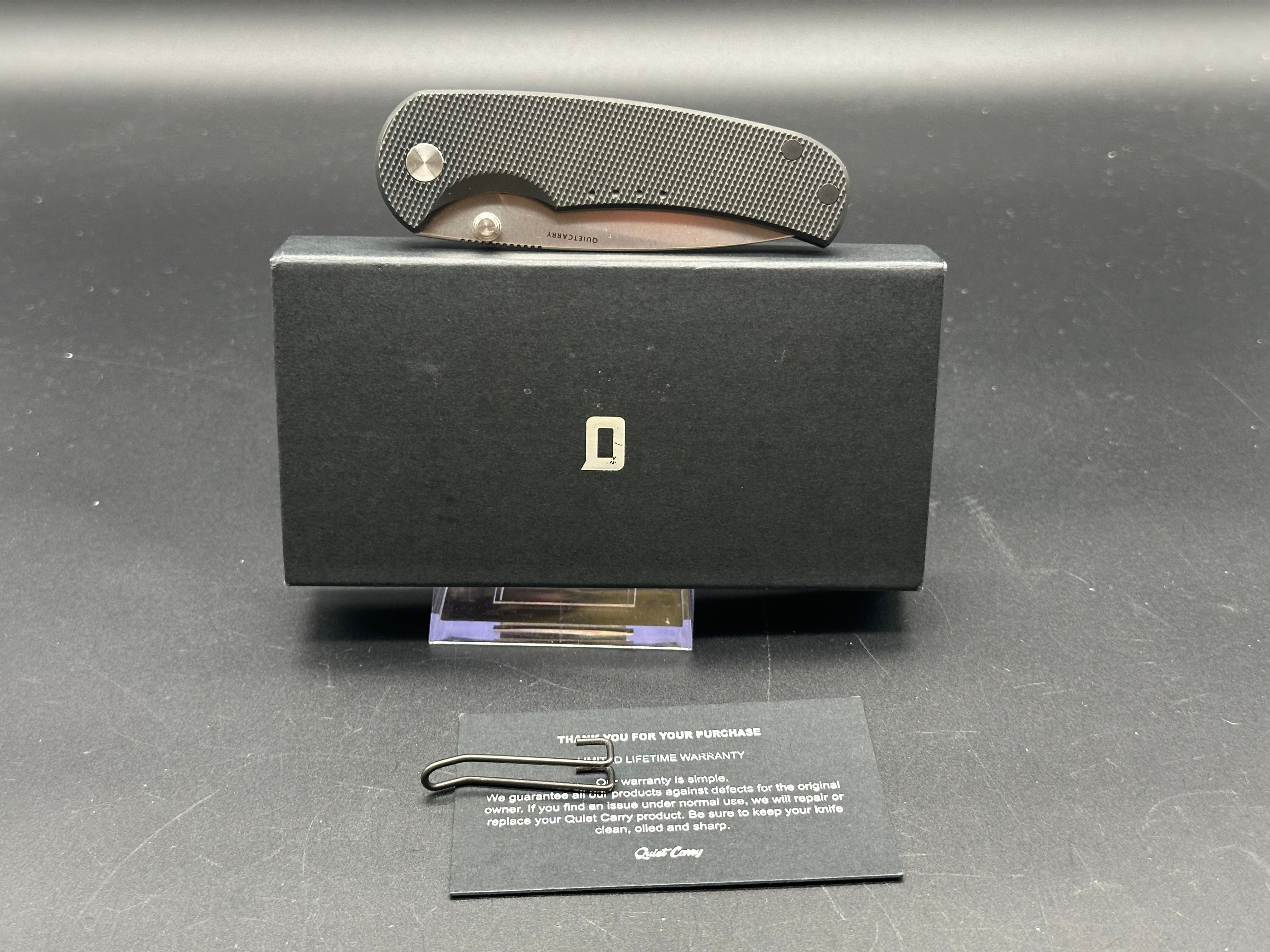 Quiet Carry The Drift stonewashed Vanax superclean blade knurled titanium handle