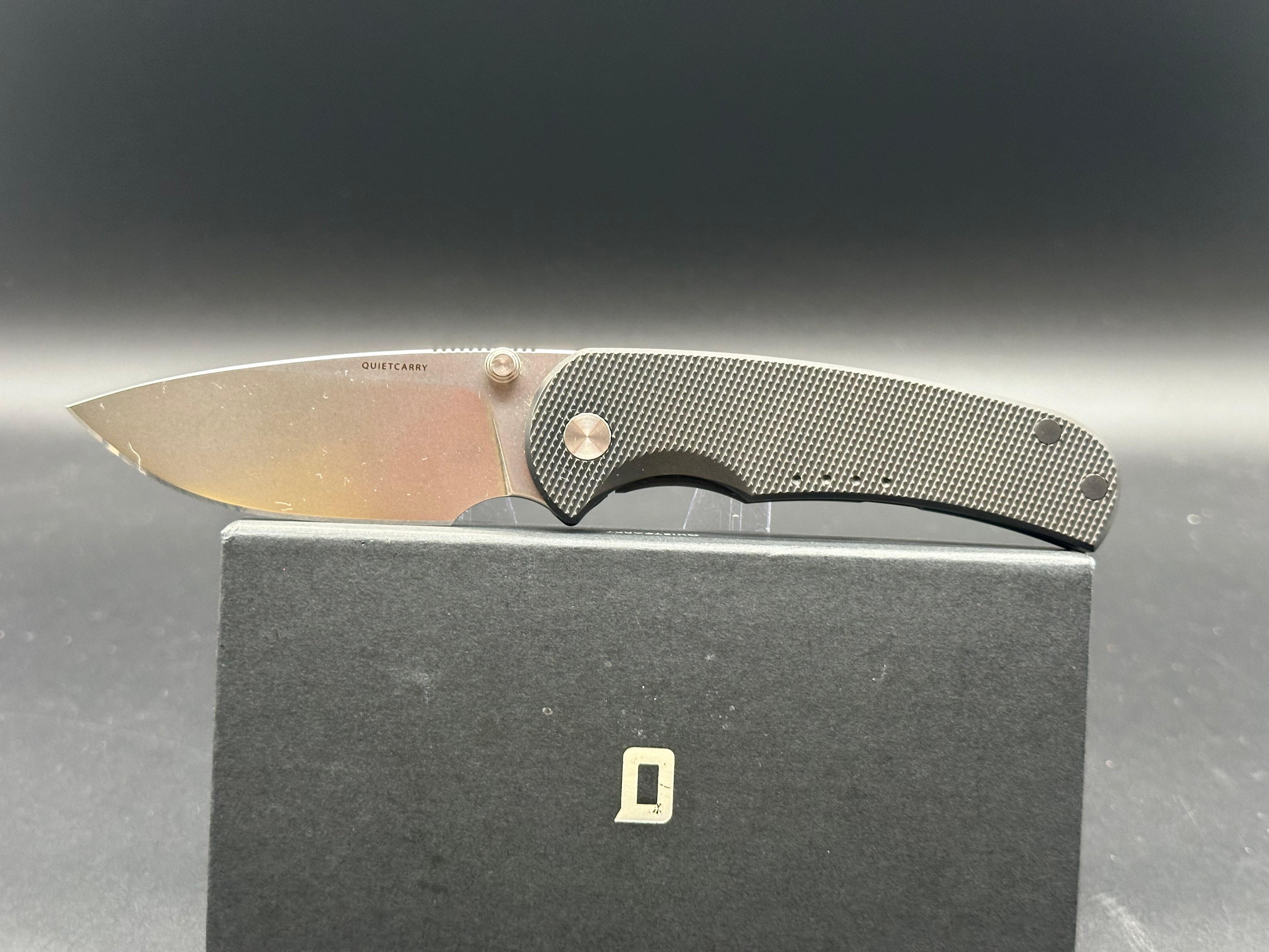 Quiet Carry The Drift stonewashed Vanax superclean blade knurled titanium handle