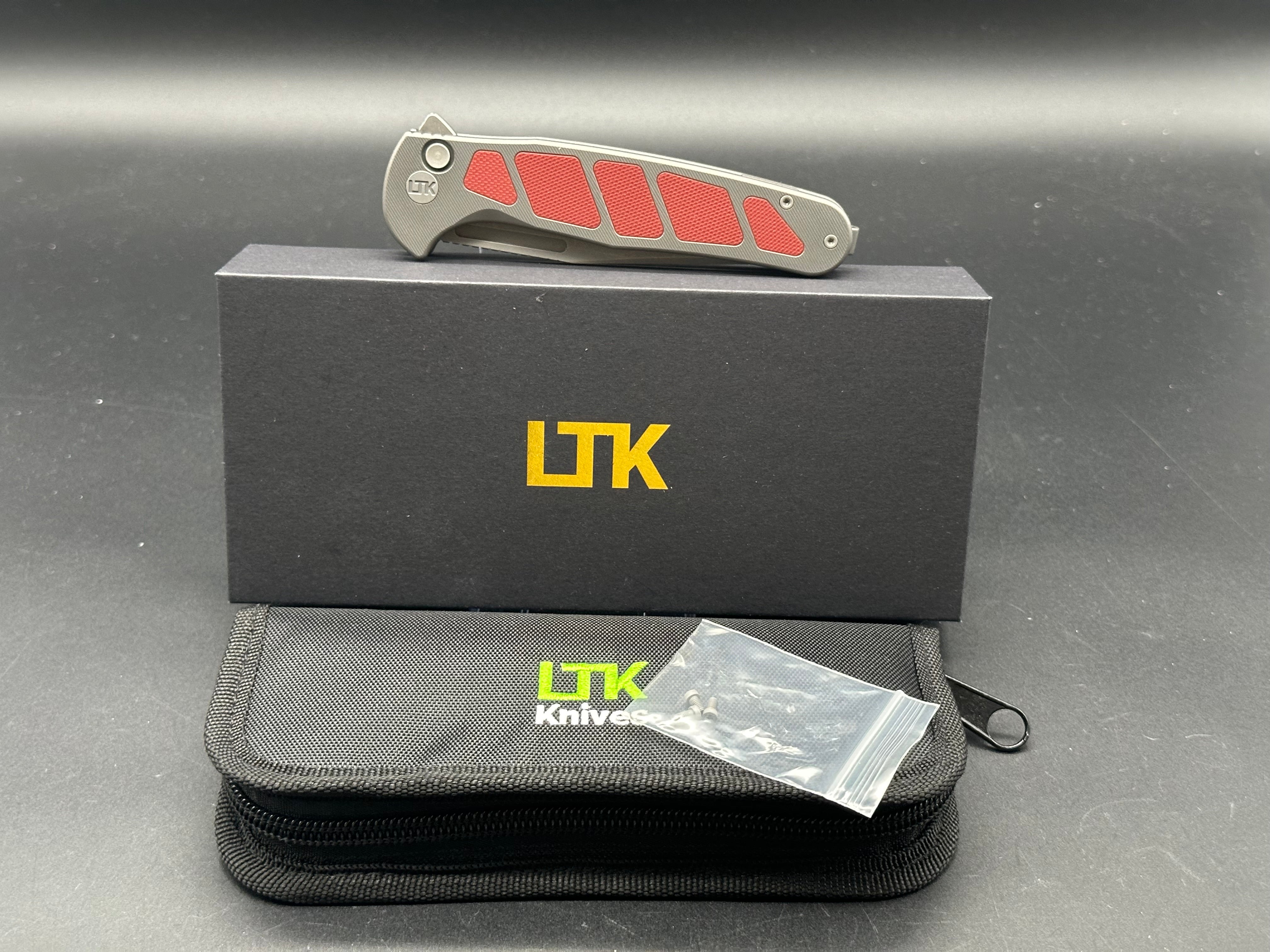 LUVTHEMKNIVES REZULT BUTTON LOCK, FINGER FLICKER & FLIPPER TITANIUM HANDLE BURGUNDY G10 INLAY 20CV