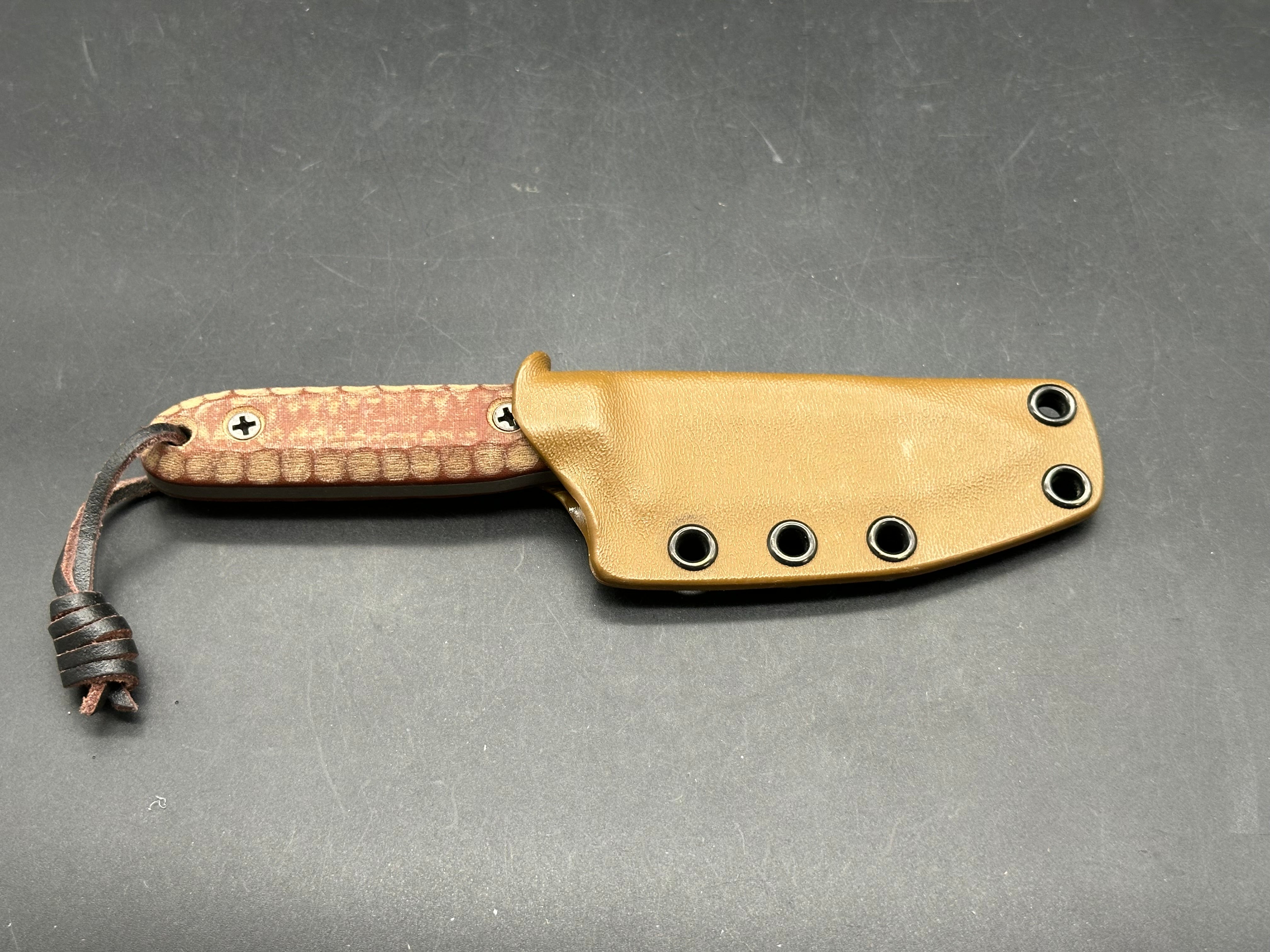 BGM Knives Mini Kephart with brown micarta scales in 52100 steel