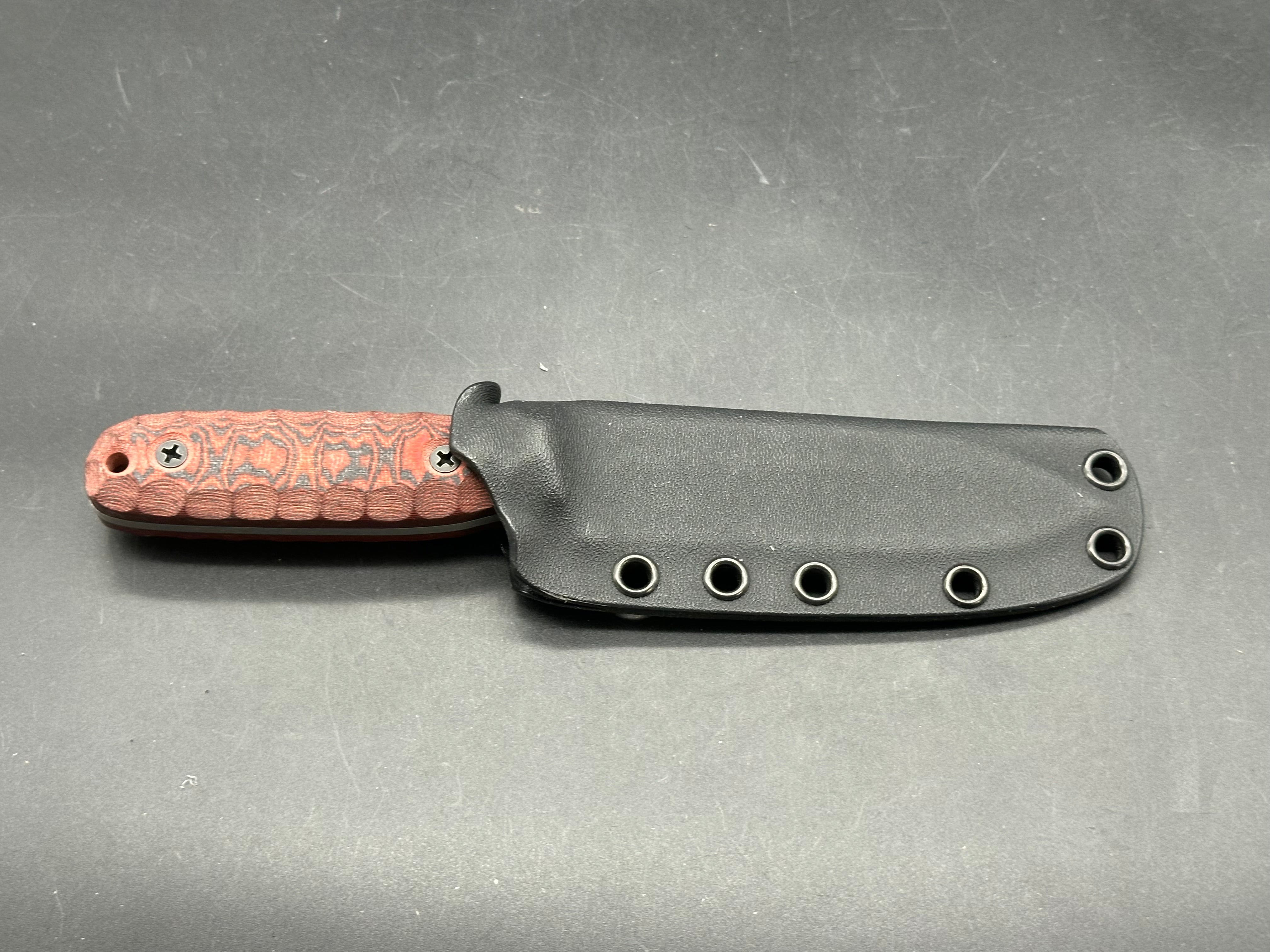 BGM Knives Kephart with black/red G-10 scales in 52100 steel