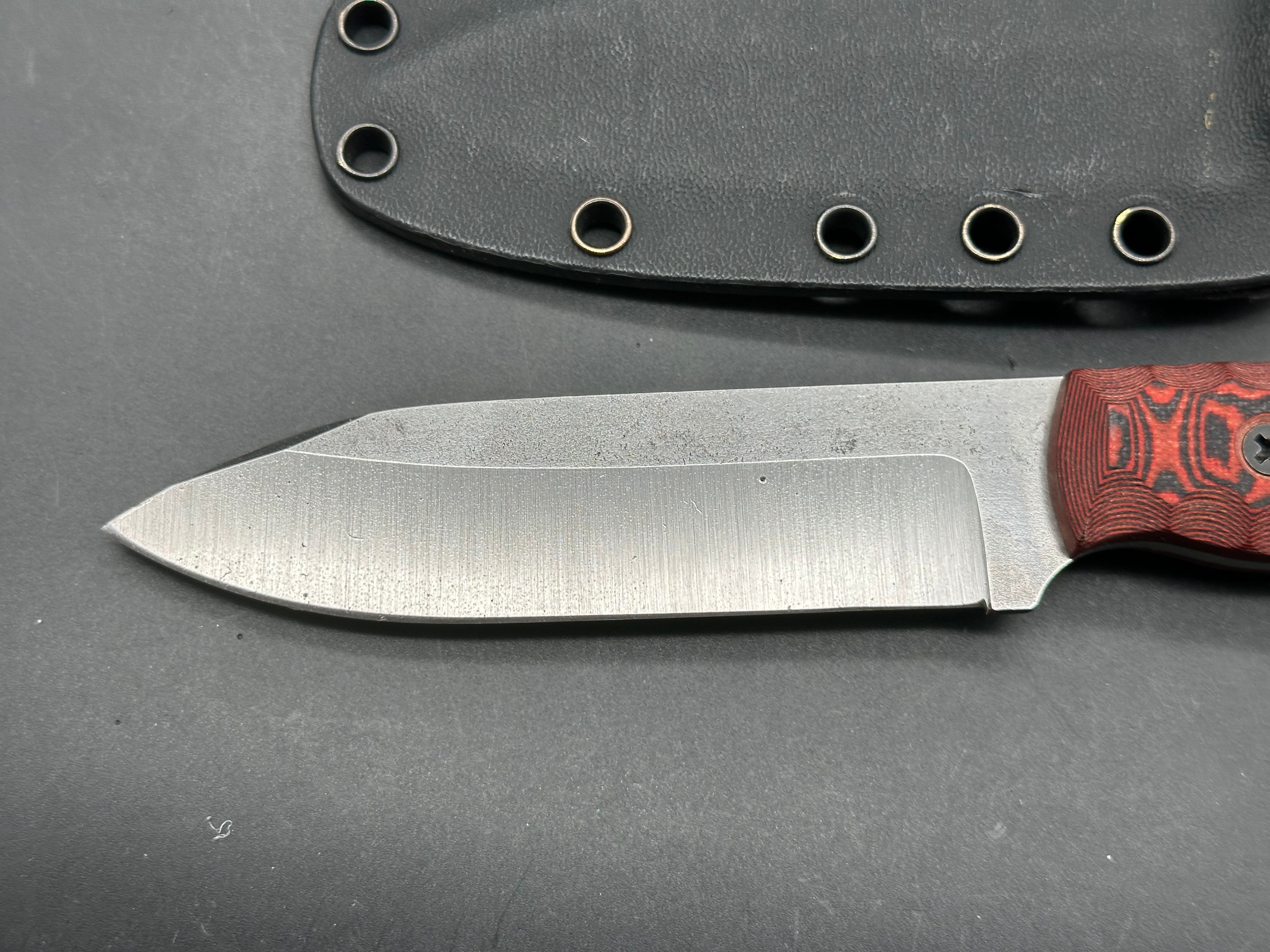 BGM Knives Kephart with black/red G-10 scales in 52100 steel