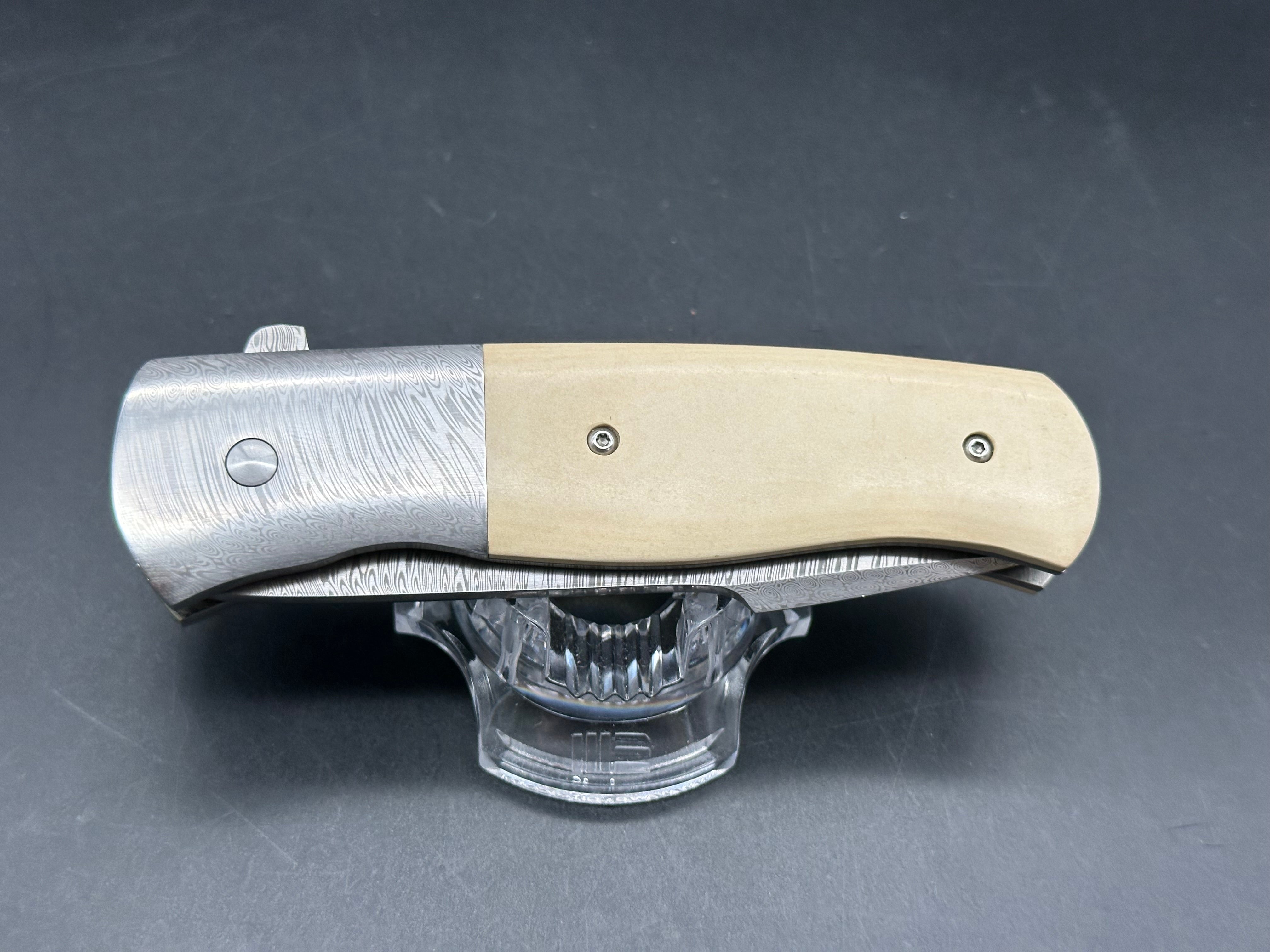 Tobin Smith Bullshark Ti liners/Micarta scales w/Damasteel blade