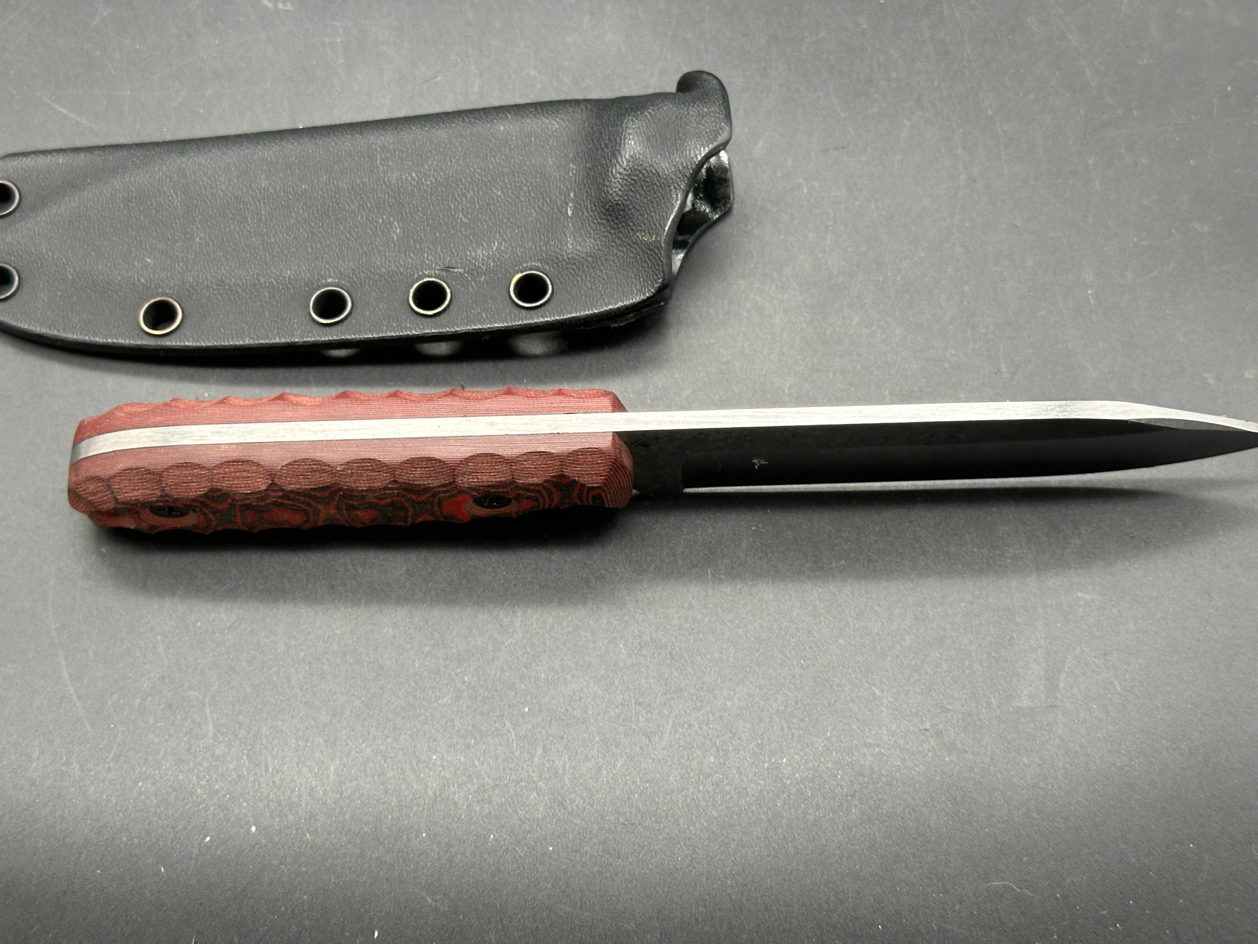 BGM Knives Kephart with black/red G-10 scales in 52100 steel