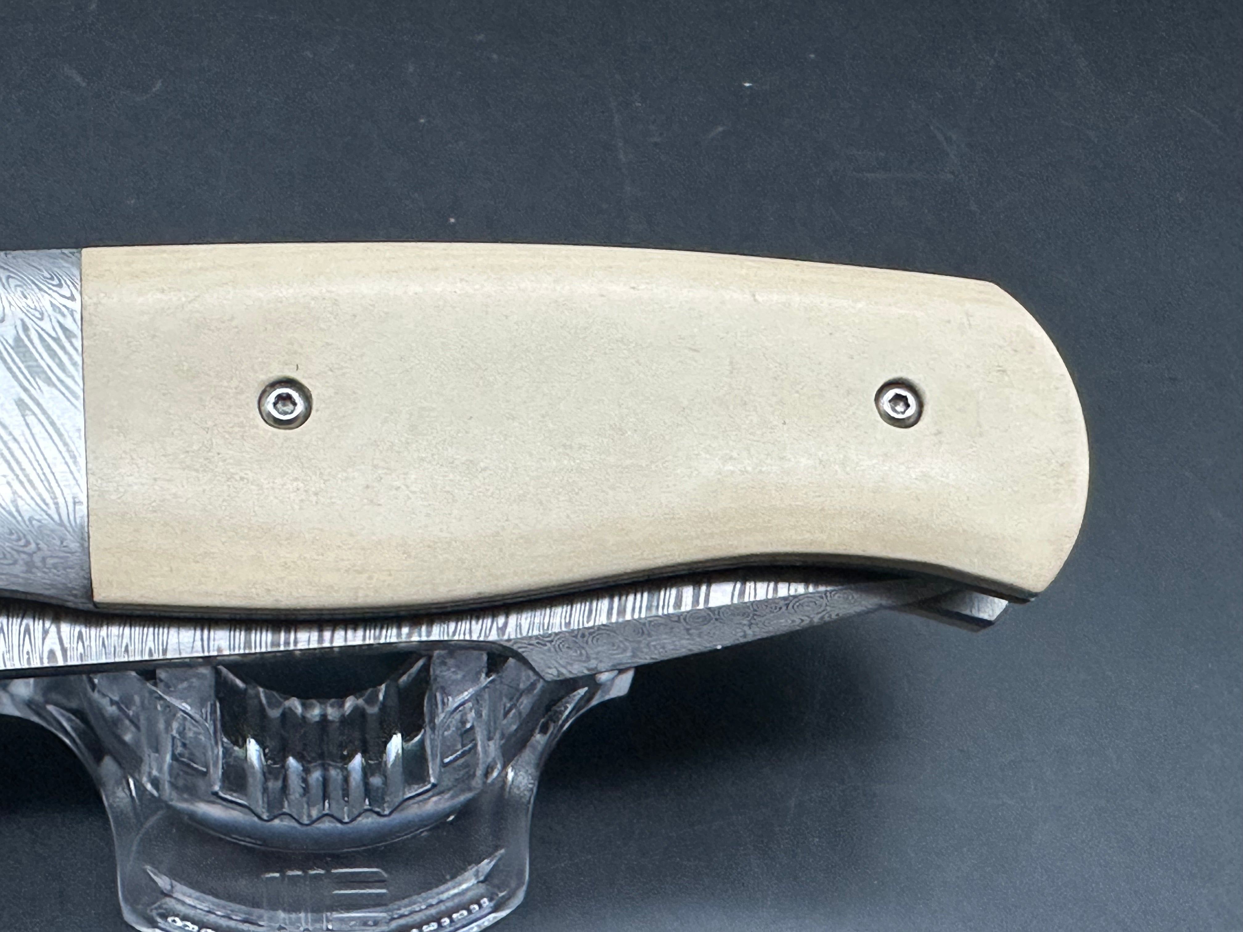 Tobin Smith Bullshark Ti liners/Micarta scales w/Damasteel blade