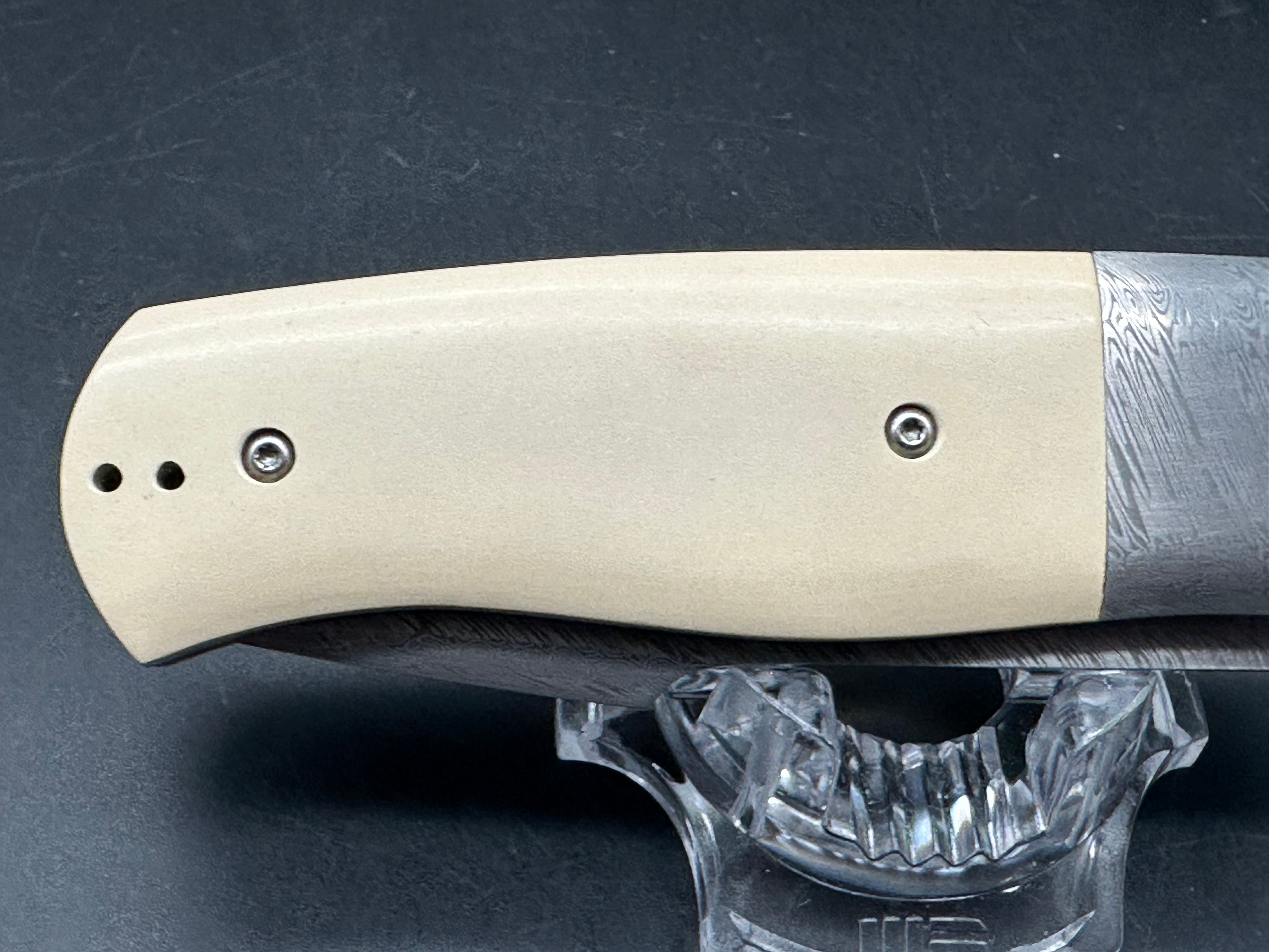 Tobin Smith Bullshark Ti liners/Micarta scales w/Damasteel blade