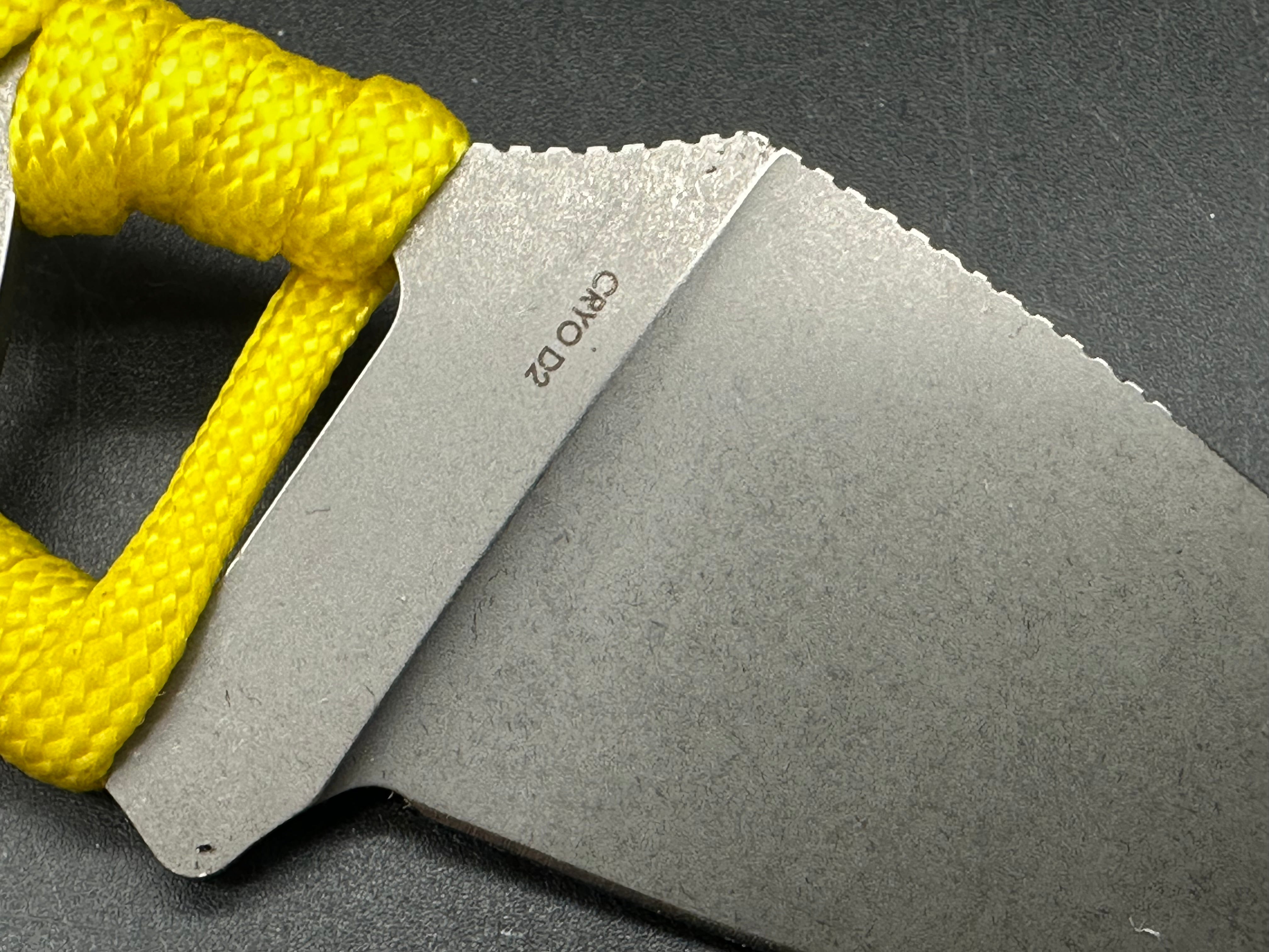 Charles Jones Blades Bonepicker in 3V steel with black micarta handles & Off Grid Knives All Day Fixie Neck knife in D2
