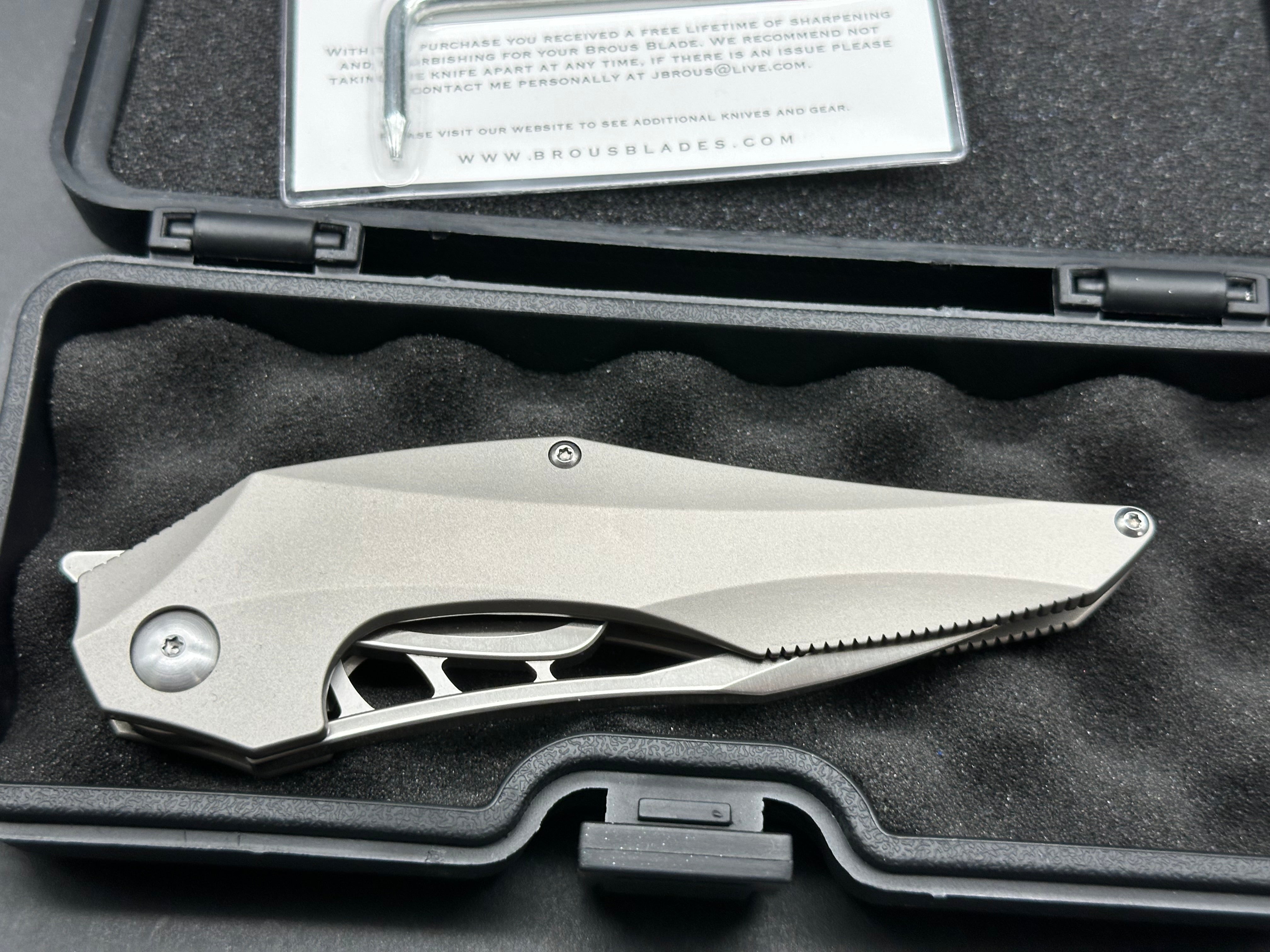 Brous Blades Raven / Elijah Isham design titanium handle w/D2 blade