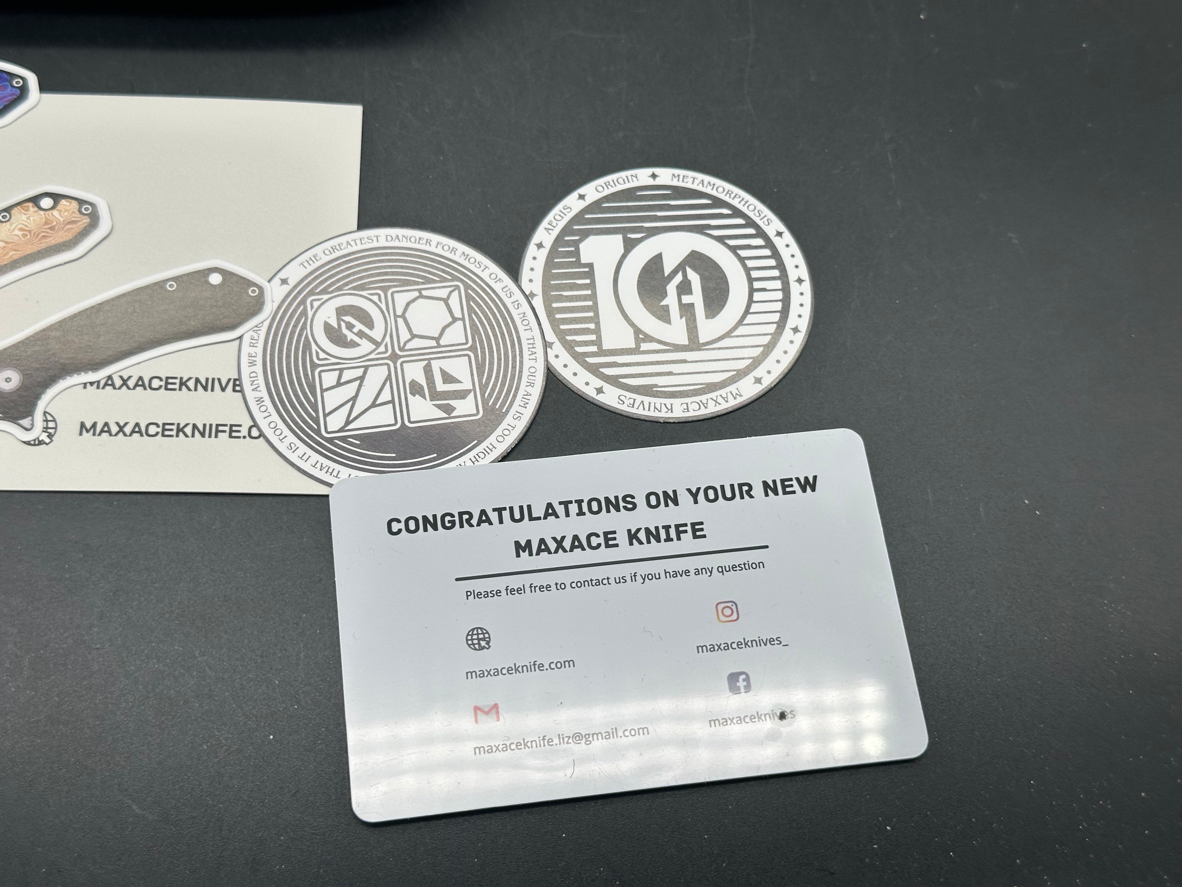 Maxace Balance (NEW), 3.74" M390 Stonewash Blade with Dark Stonewash Titanium Handle