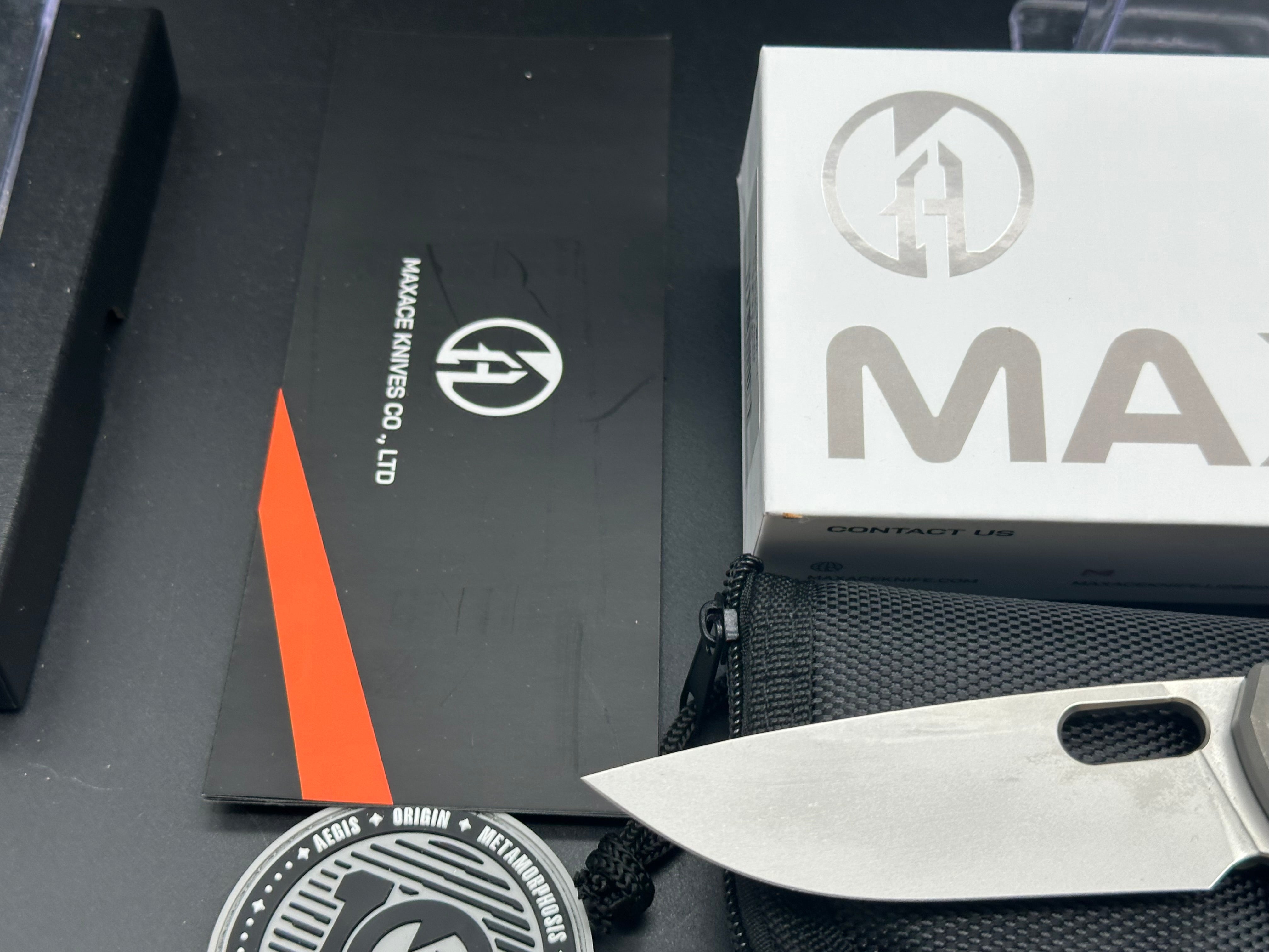Maxace Balance (NEW), 3.74" M390 Stonewash Blade with Dark Stonewash Titanium Handle
