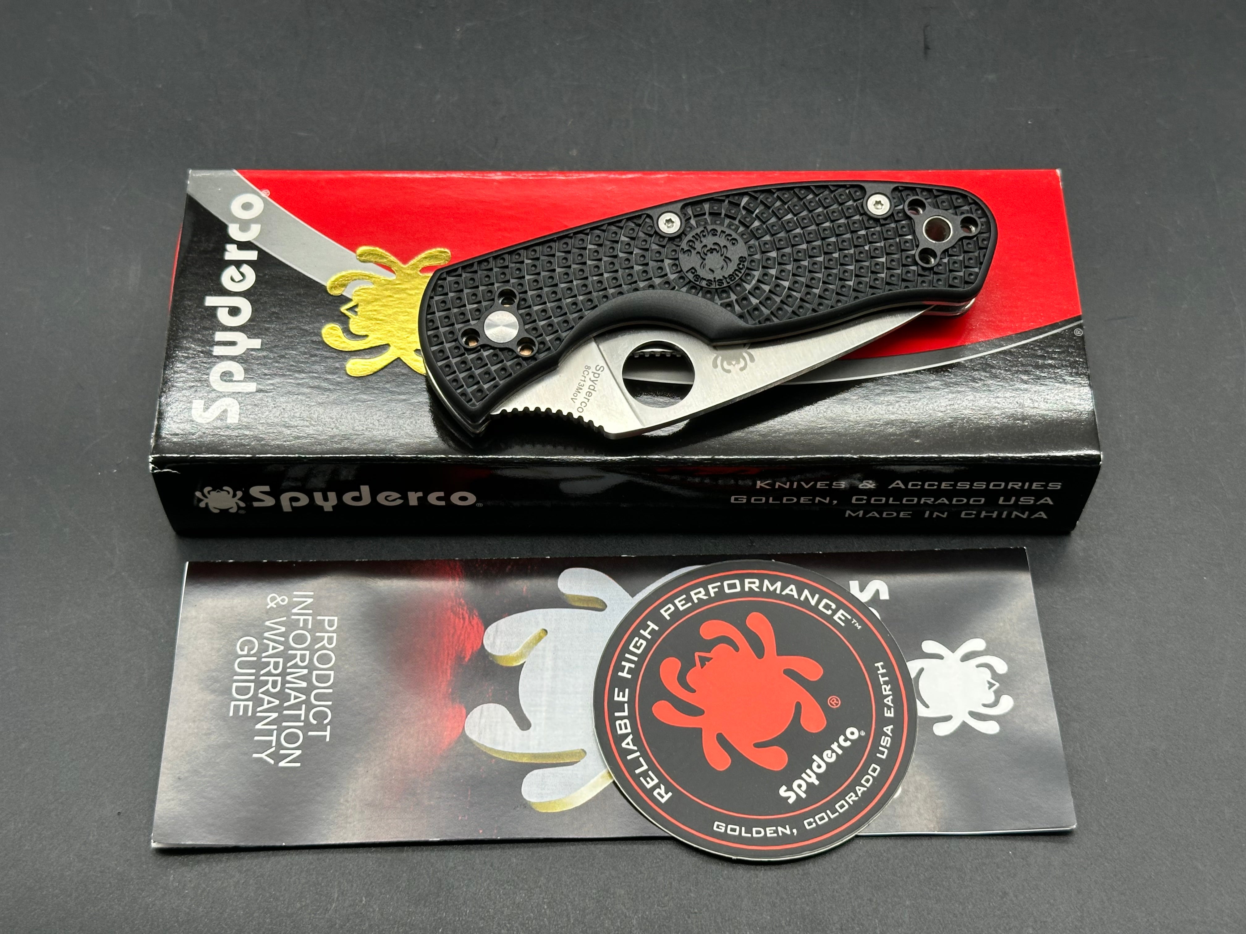 Spyderco Persistence Lightweight 2.75" 8Cr13MoV Satin Blade with Black FRN Scales
