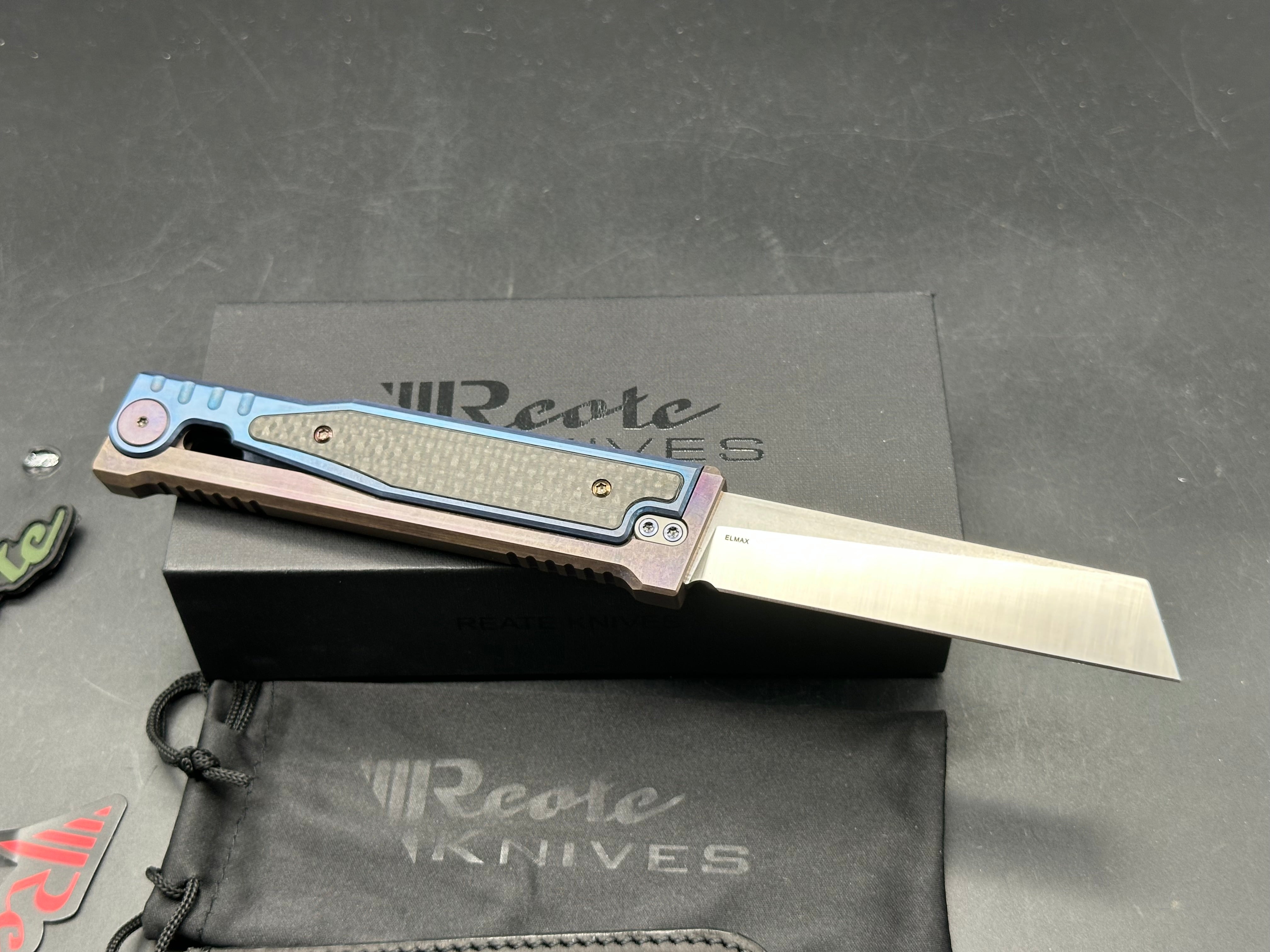 Reate Exo 3.75" full titanium custom anodized/ Elmax blade