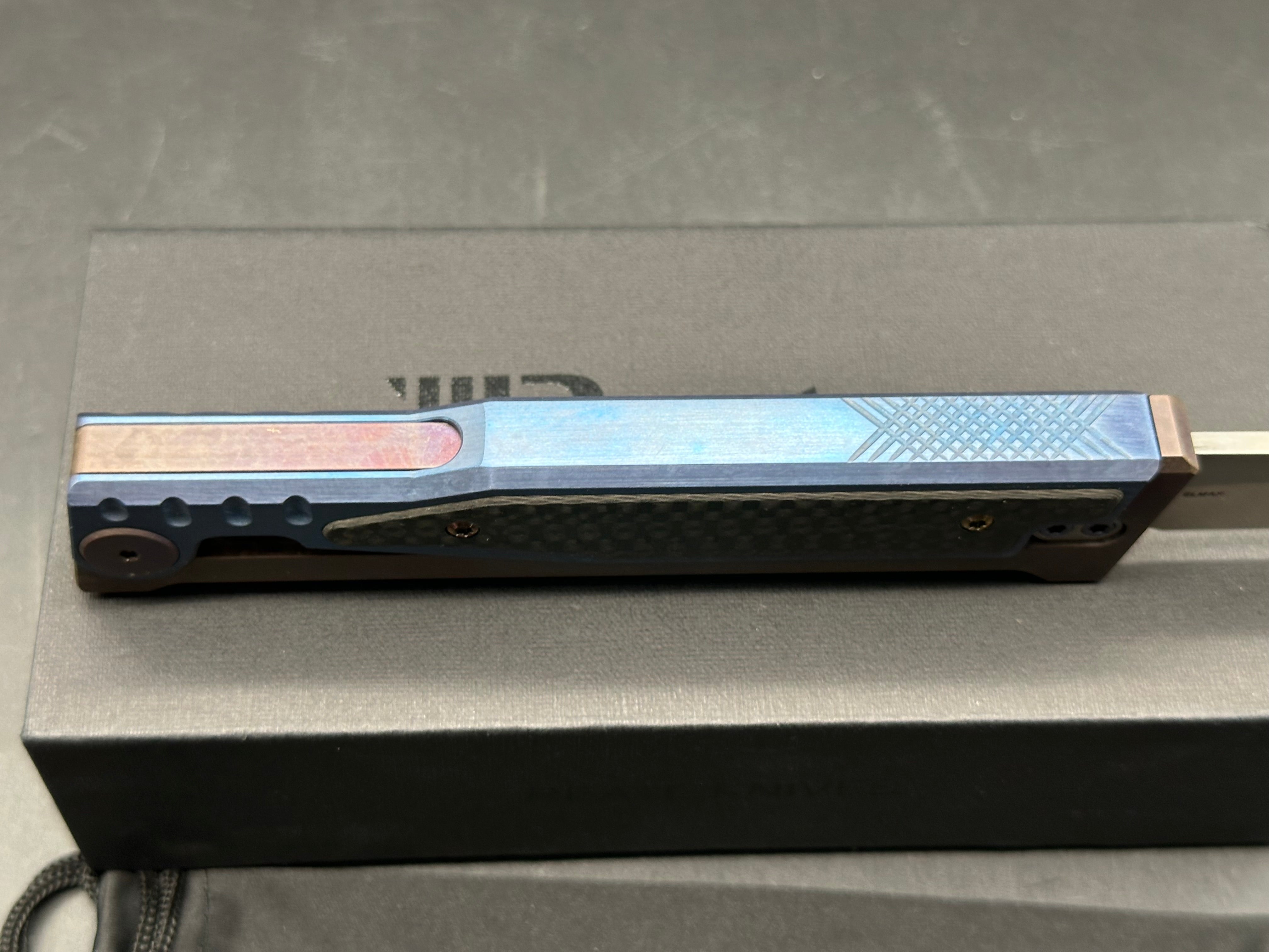 Reate Exo 3.75" full titanium custom anodized/ Elmax blade