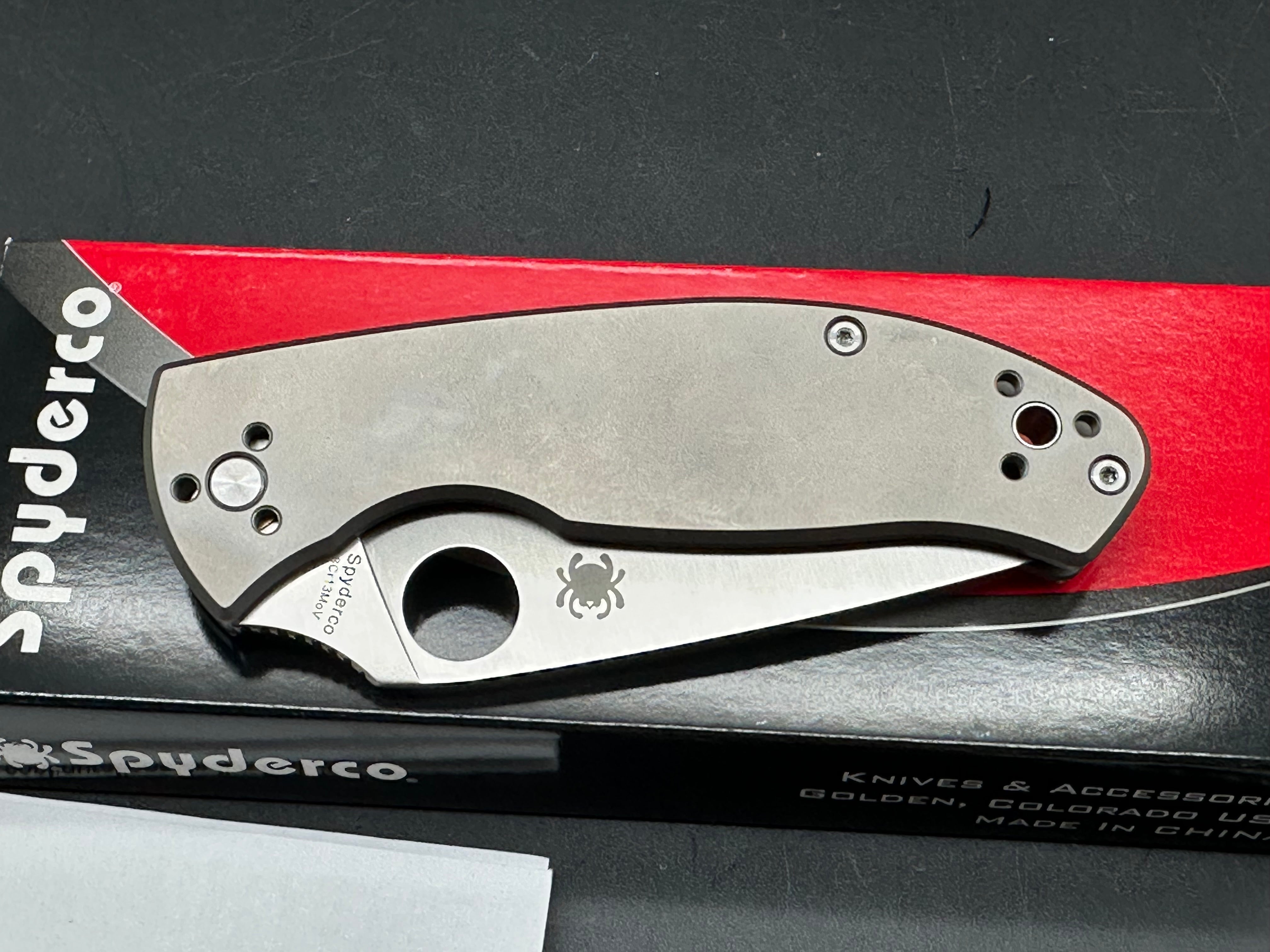 Spyderco Tenacious Titanium 3.39" 8Cr13MoV Satin Blade with Gray Titanium Frame Lock Scales