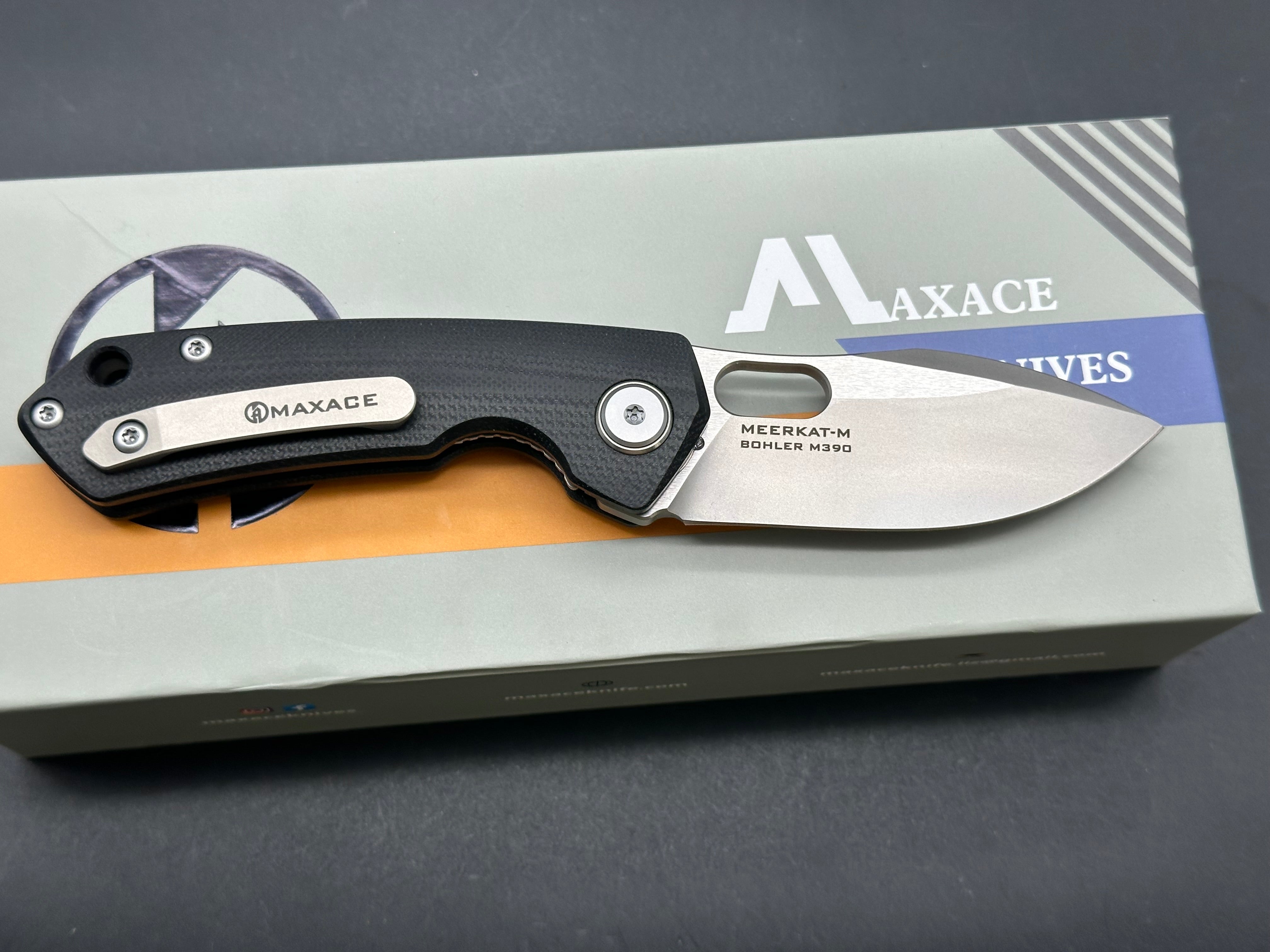 MAXACE MEERKAT-M POCKET KNIFE BLACK G10 HANDLE M390 BLADE