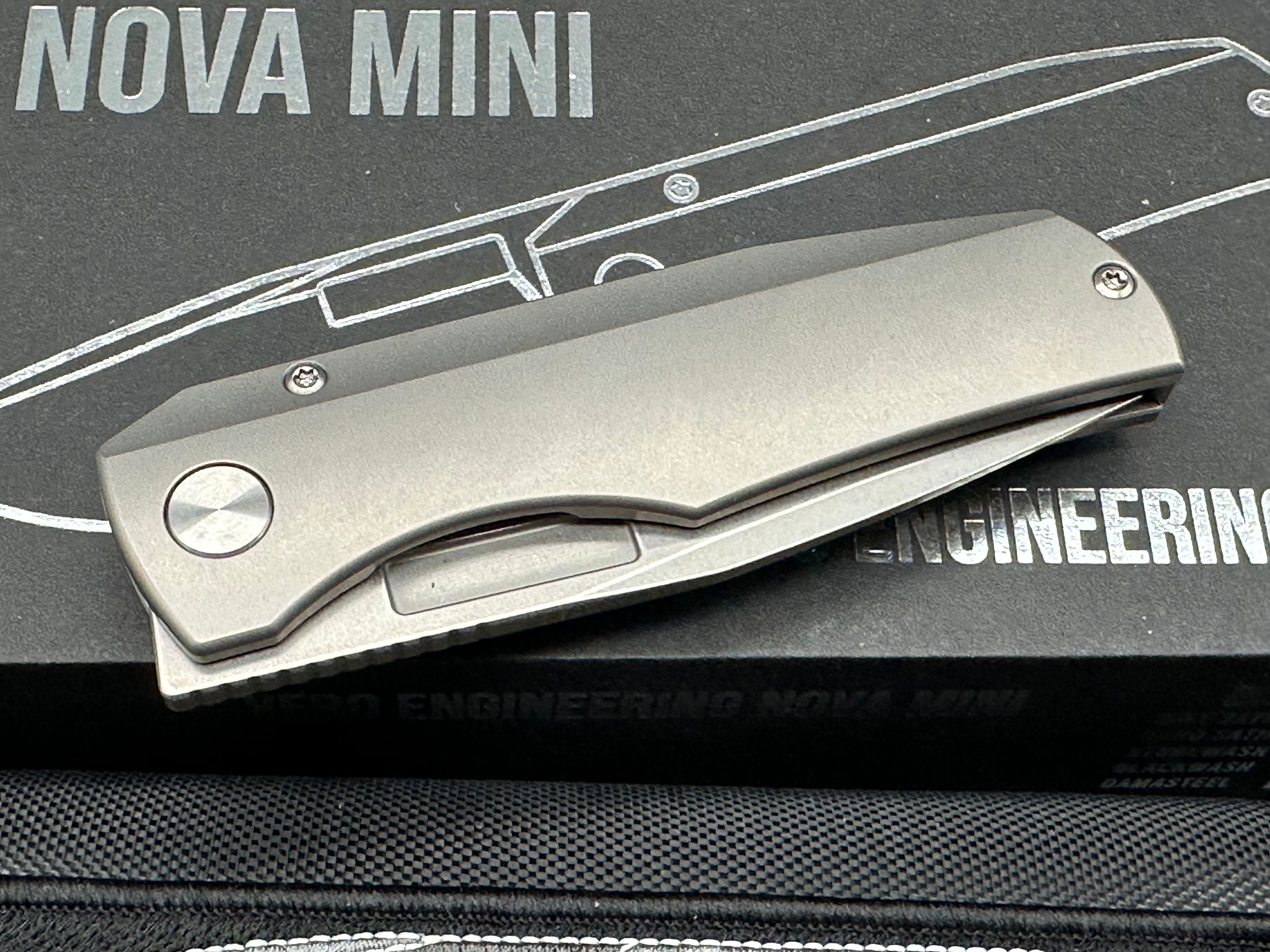 Vero Engineering Nova Mini 3.25" M390 Stonewash Blade with Titanium Raw Frame Lock Scales