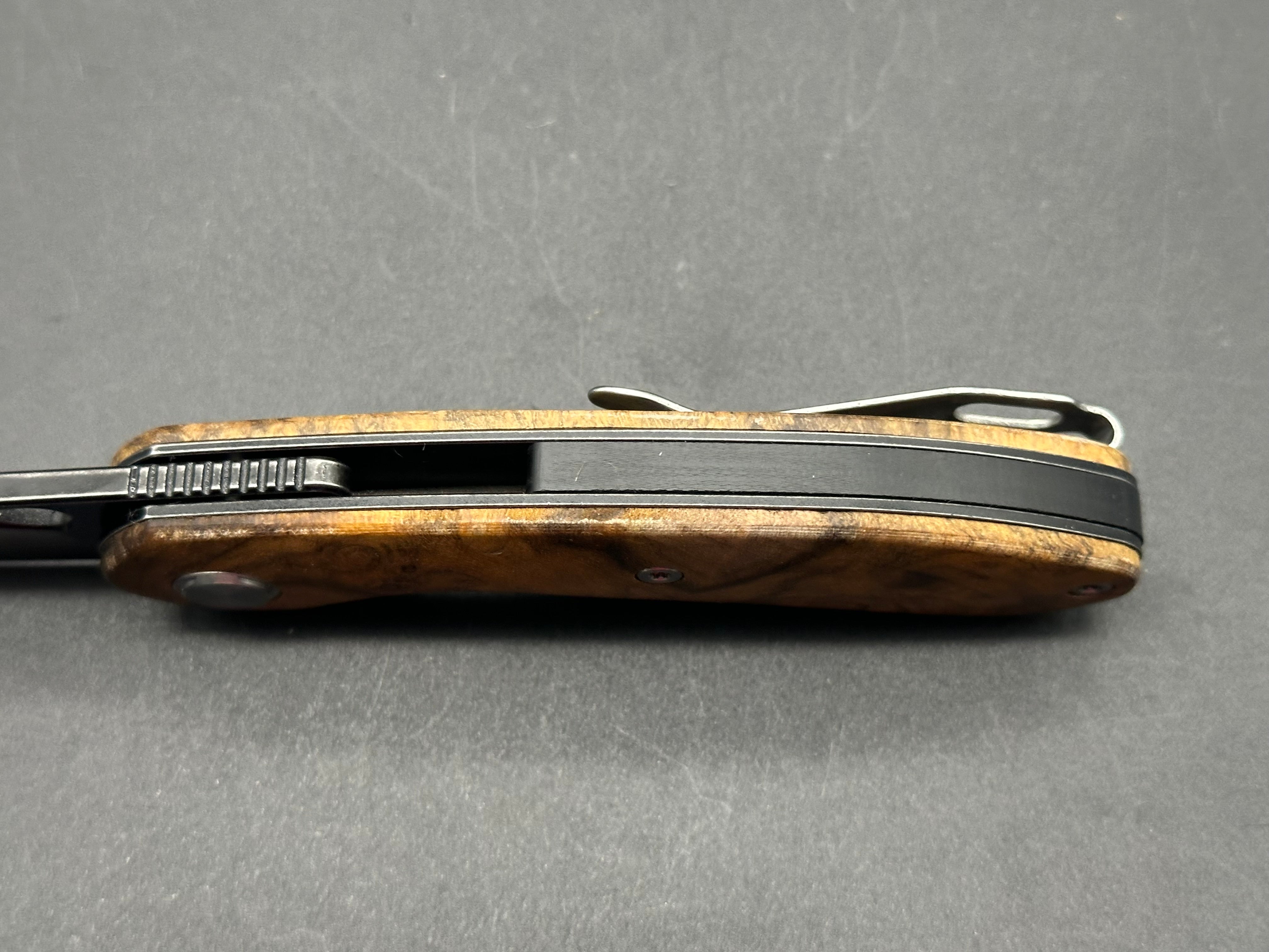 TWOSUN TEPE FOLDING KNIFE BURL WOOD HANDLE 14C28N PLAIN EDGE TS180-WOOD