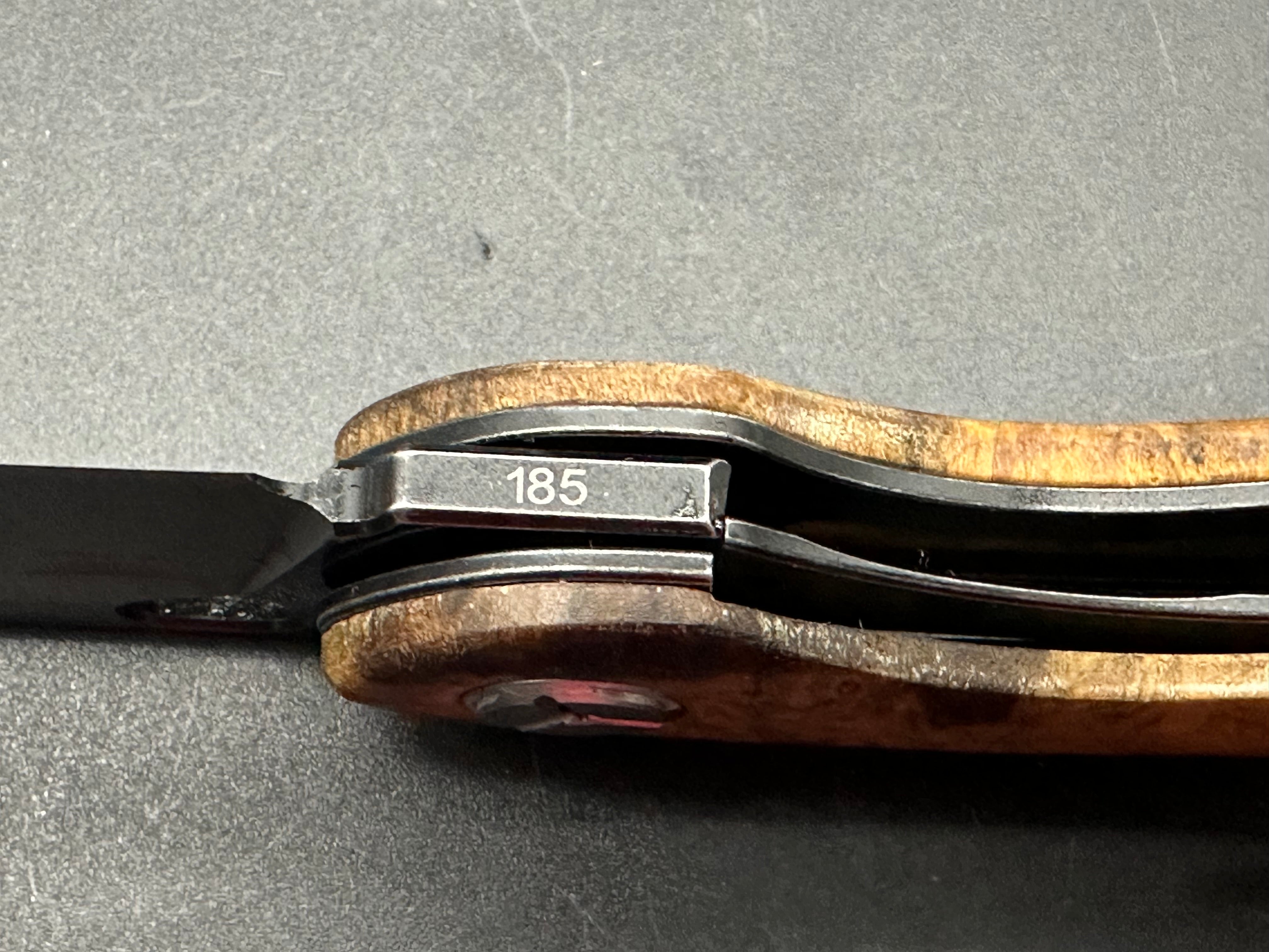 TWOSUN TEPE FOLDING KNIFE BURL WOOD HANDLE 14C28N PLAIN EDGE TS180-WOOD