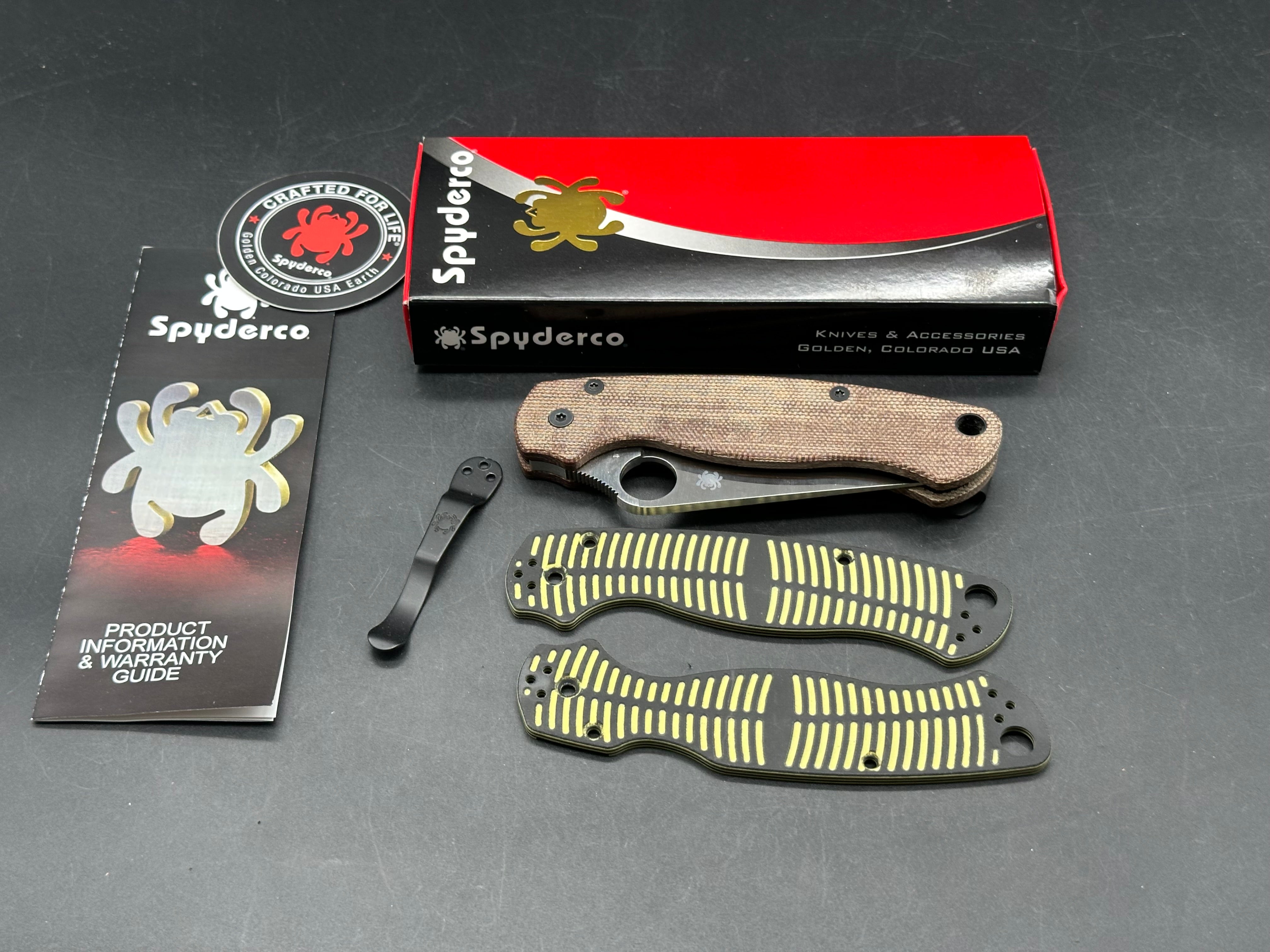 Spyderco Paramilitary 2 MagnaCut Salt Knife Rip’s Garage Micarta scales installed with a Lynch clip