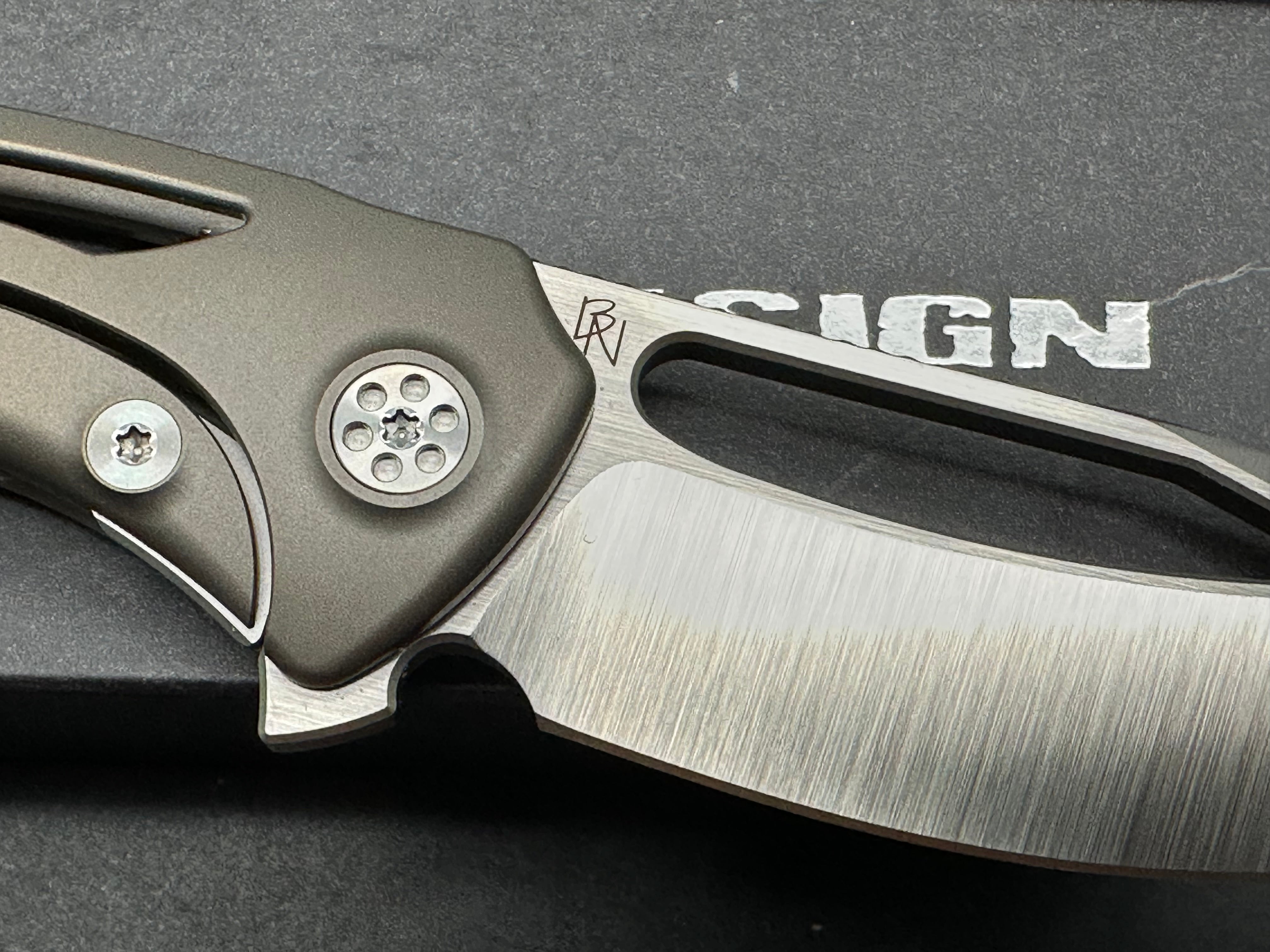 Sharp by Design Void Bronze titanium handle w/M390 blade