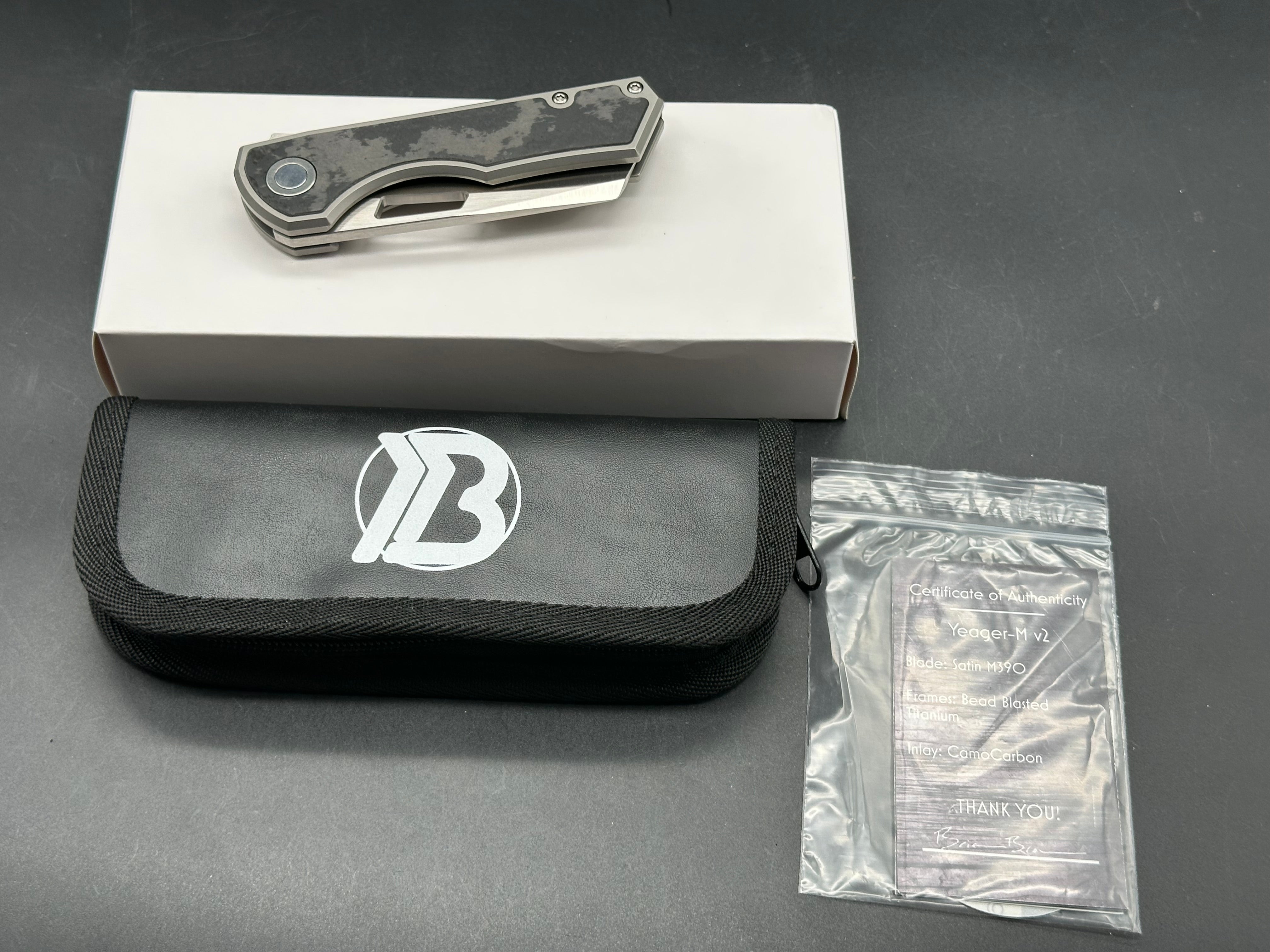 Brian Brown BBK Yeager-M V2 Flipper titanium/CF handle w/M390 blade