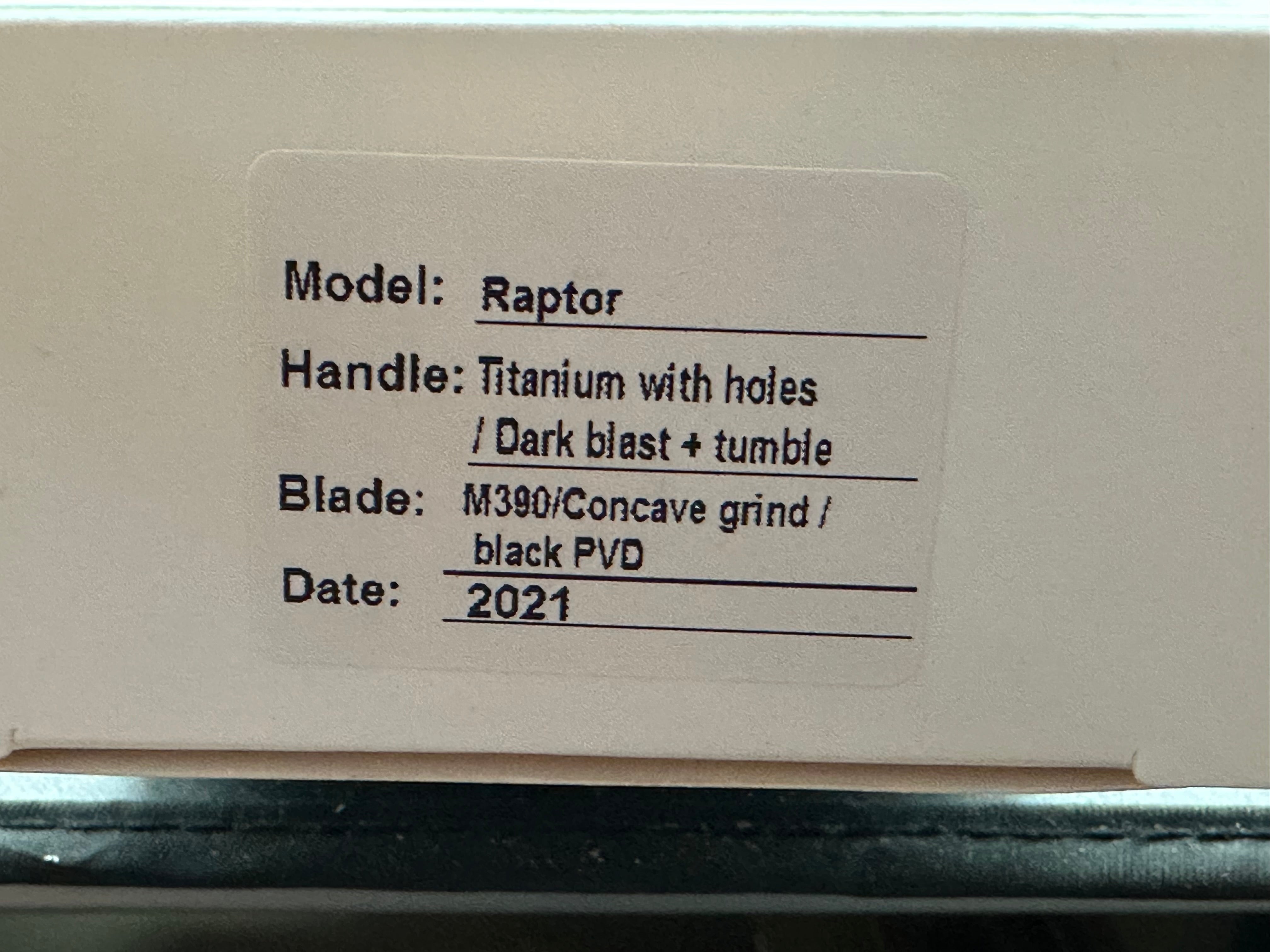 Brian Brown BBK Raptor V1, Black Stonewashed PVD M390 Blade, Dark Blasted and Tumbled Titanium Handles