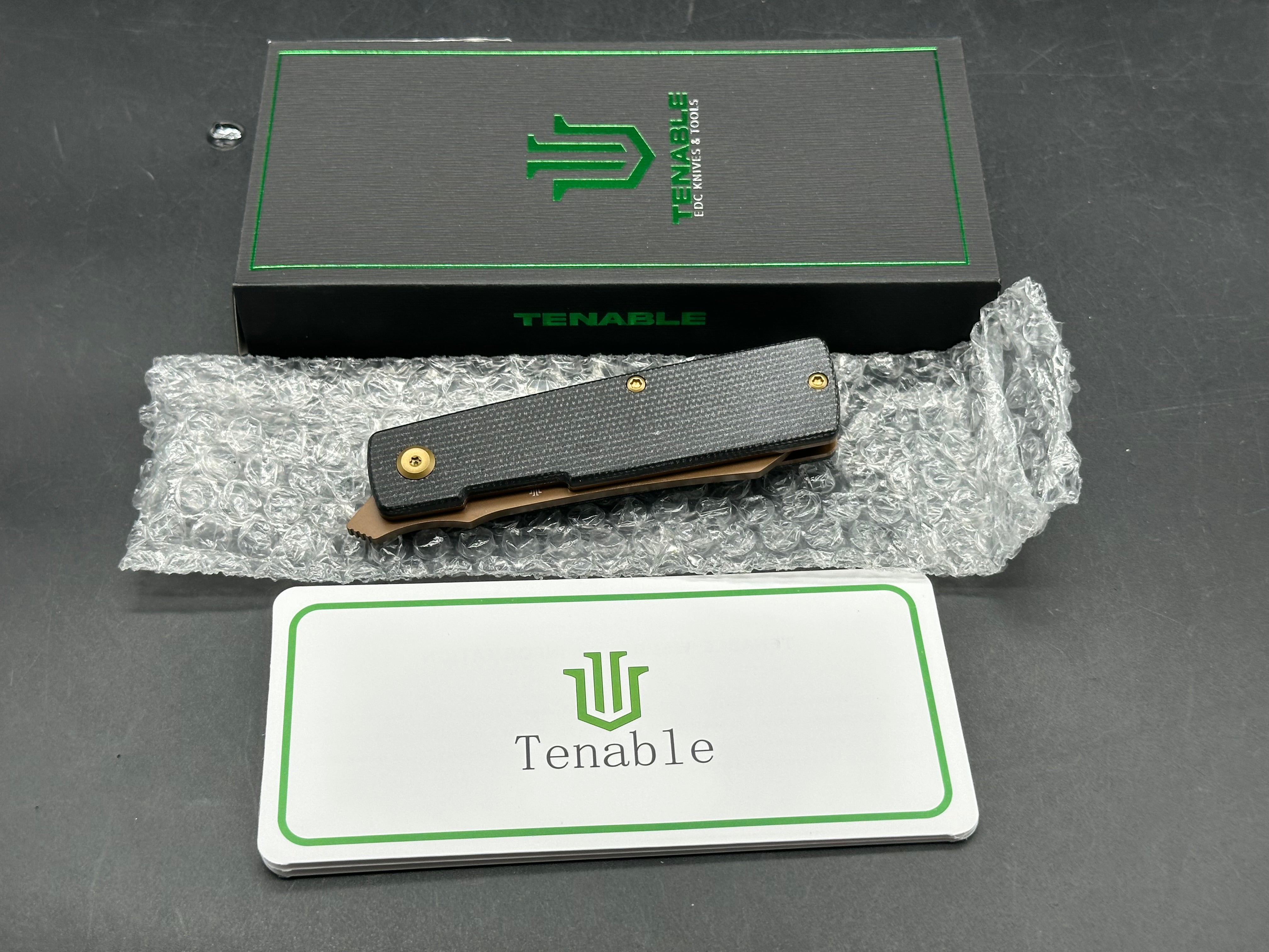 Tenable Higonokami 3.02'' Rose Gold Coated D2 Blade and Black Micarta Handle