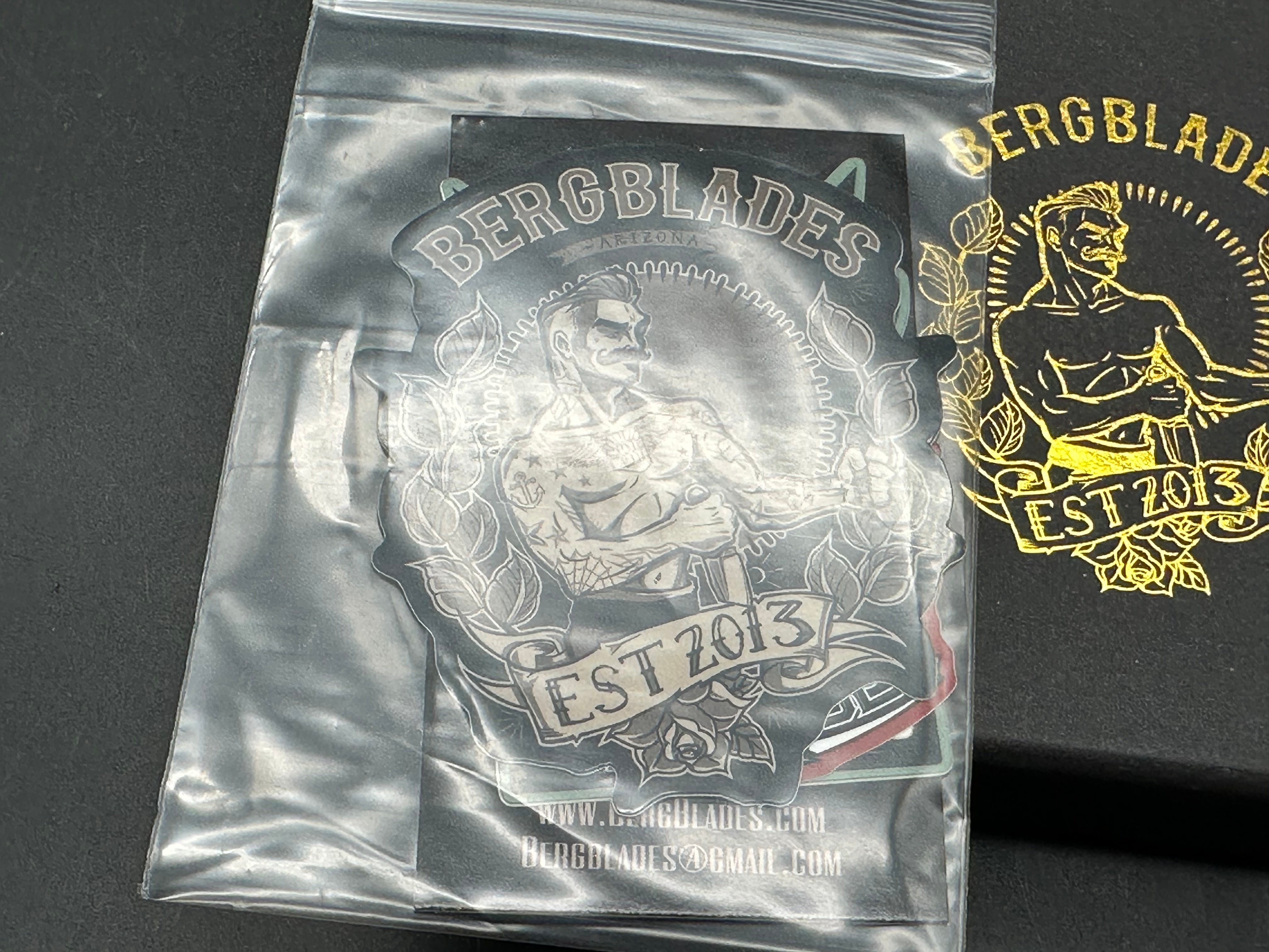 Berg Blades Iron Pup, Tumbled Black DLC CPM-20CV Blade, Tumbled Black Titanium DLC Handles