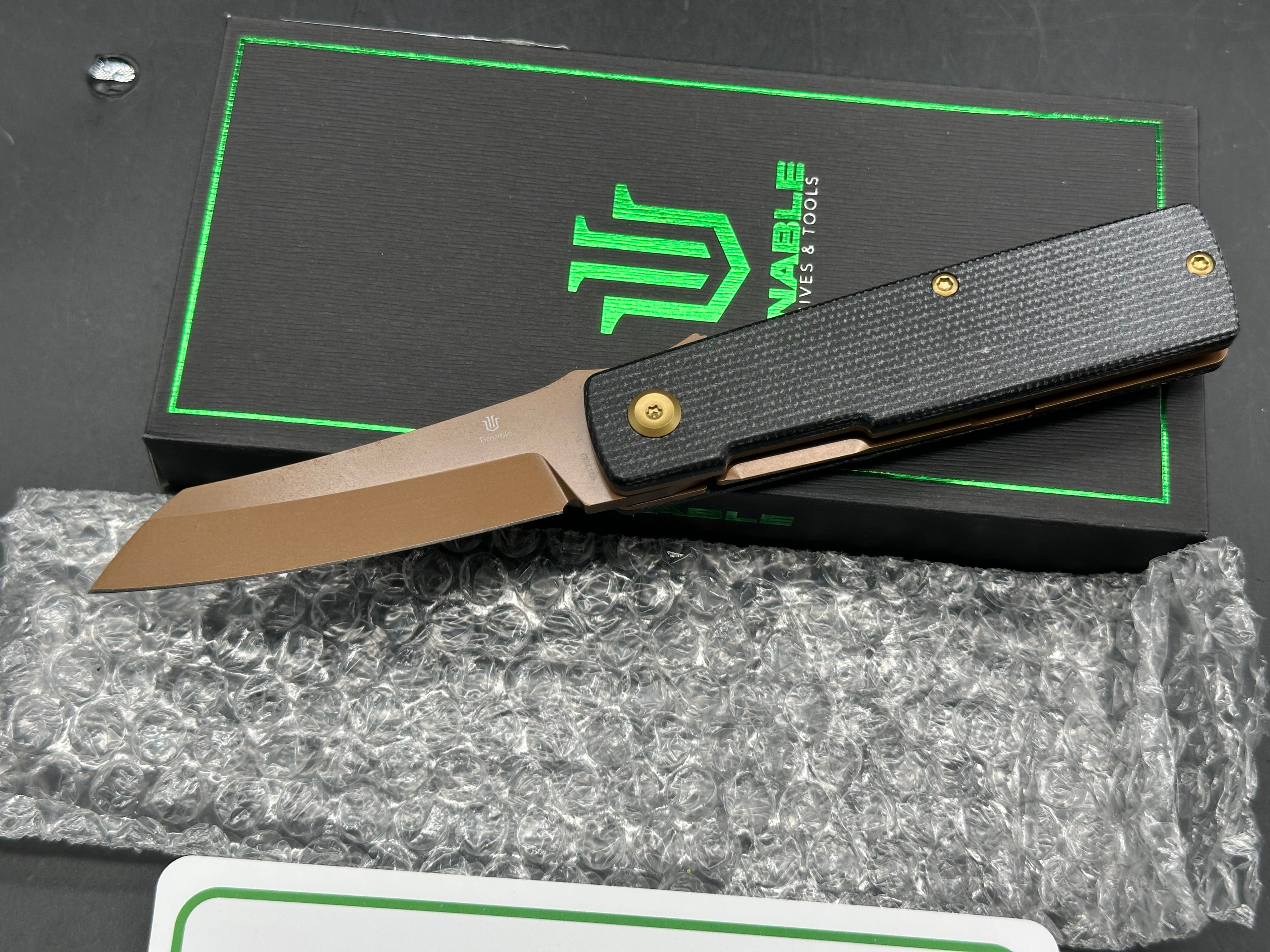 Tenable Higonokami 3.02'' Rose Gold Coated D2 Blade and Black Micarta Handle
