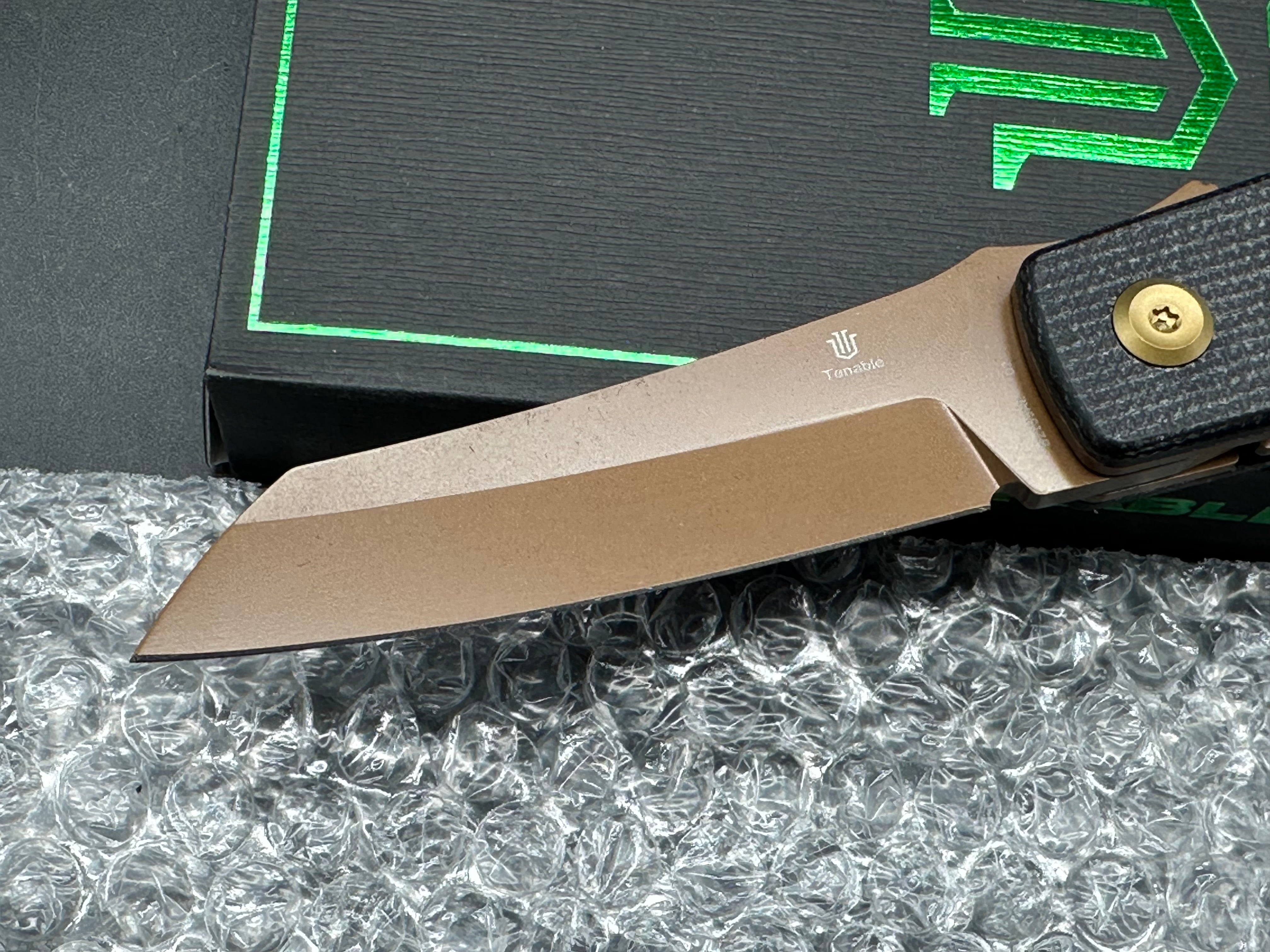 Tenable Higonokami 3.02'' Rose Gold Coated D2 Blade and Black Micarta Handle