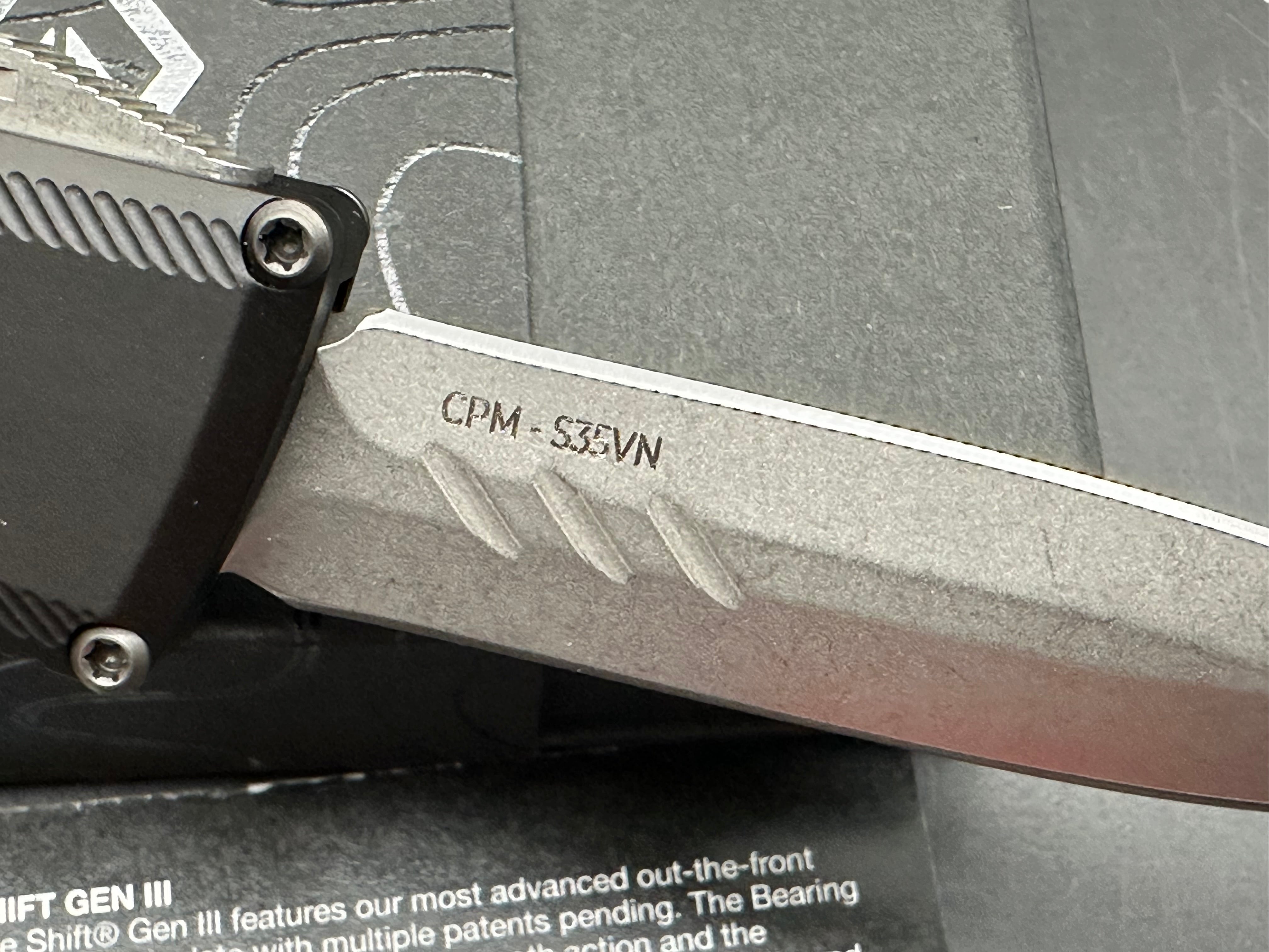 Axial Shift OTF Double Edge, Stonewashed S35VN Blade, Plain Black Anodized Aluminum Handles