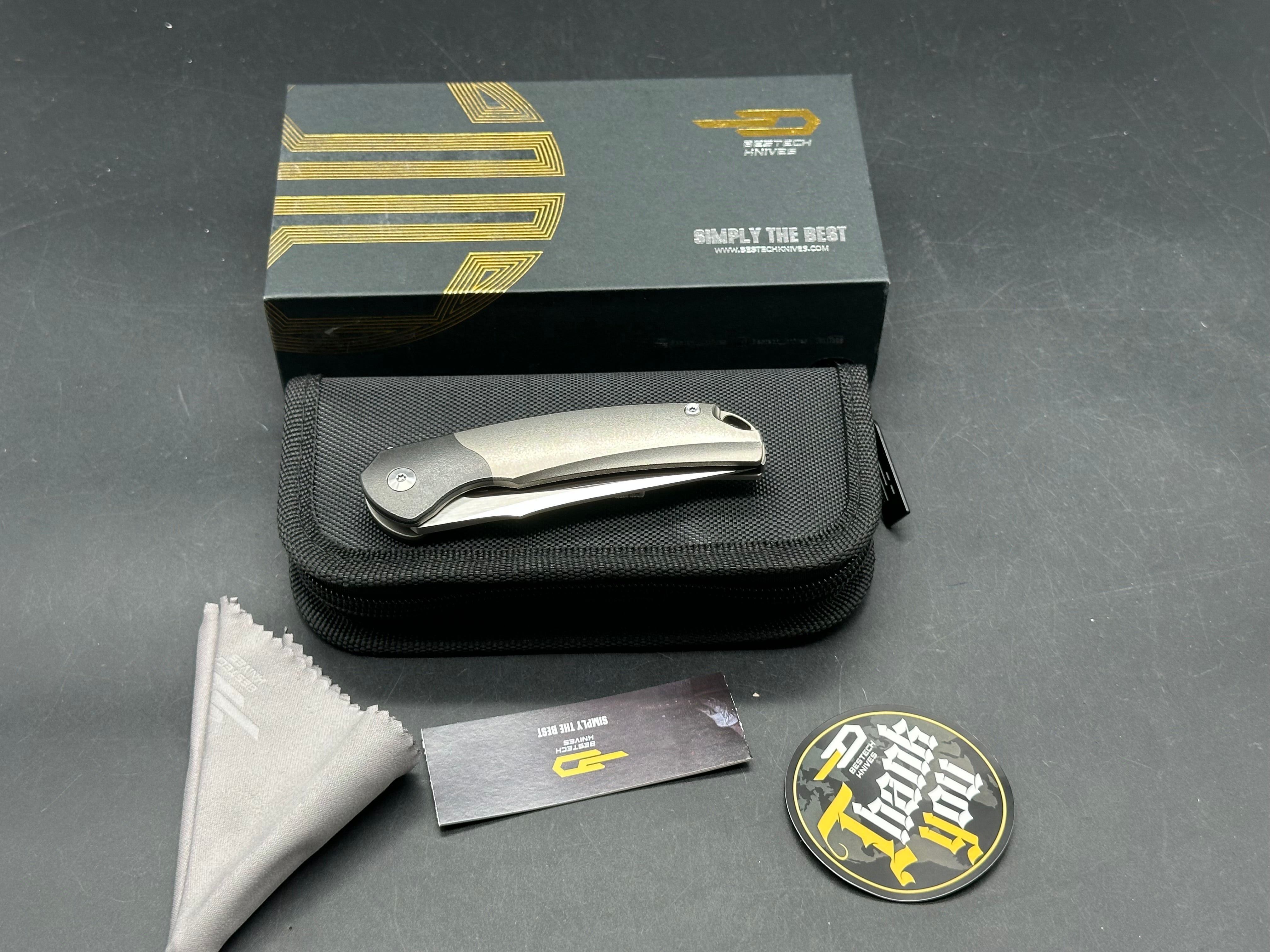Bestech Knives Supernova Liner Lock Knife Gray Titanium (3.07" Satin) Zirconium bolster