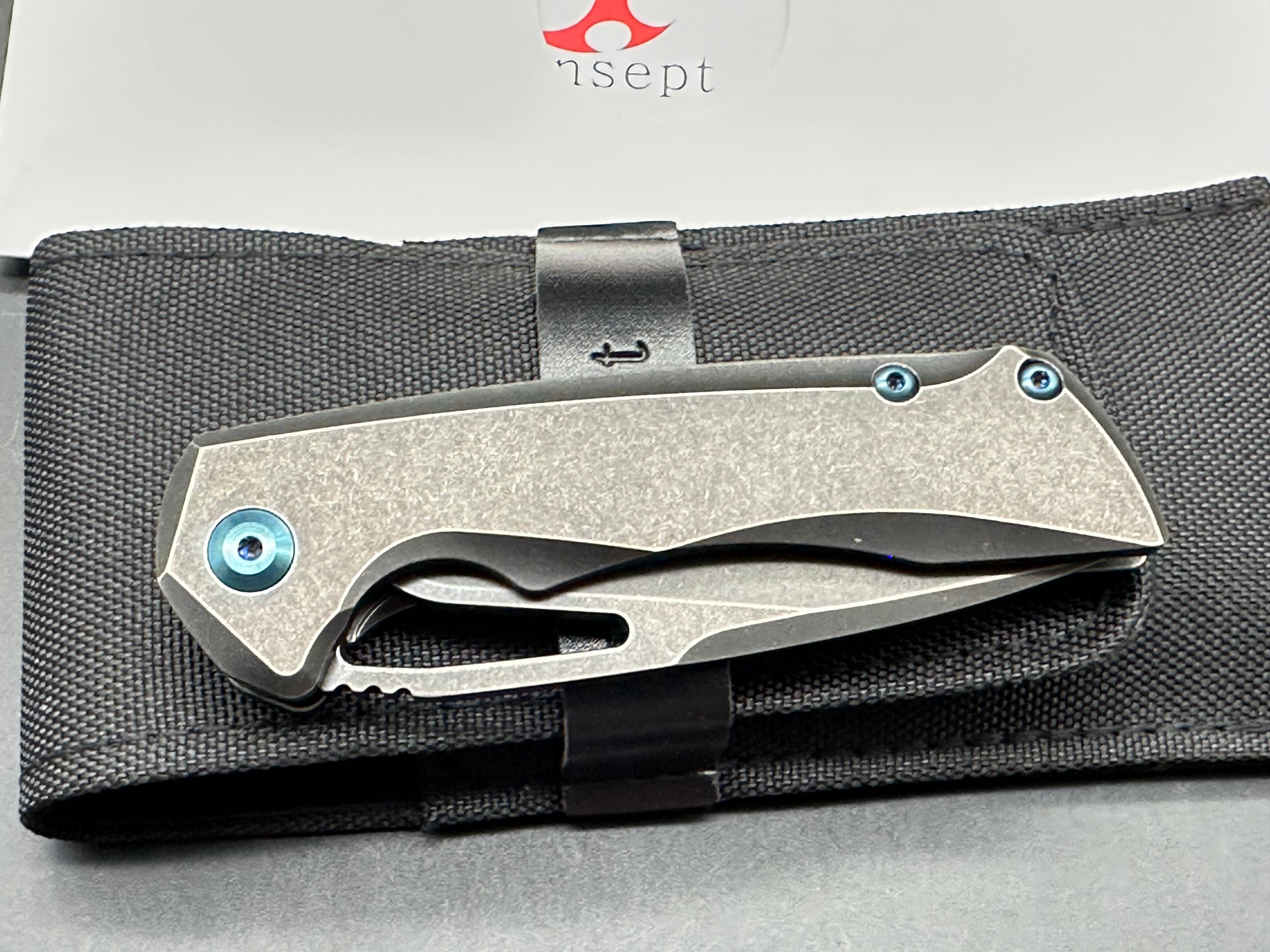 Kansept Mini Kryo Non-Flipper, Blackwashed S35VN Blade, Blackwashed Titanium Handles and Pocket Clip