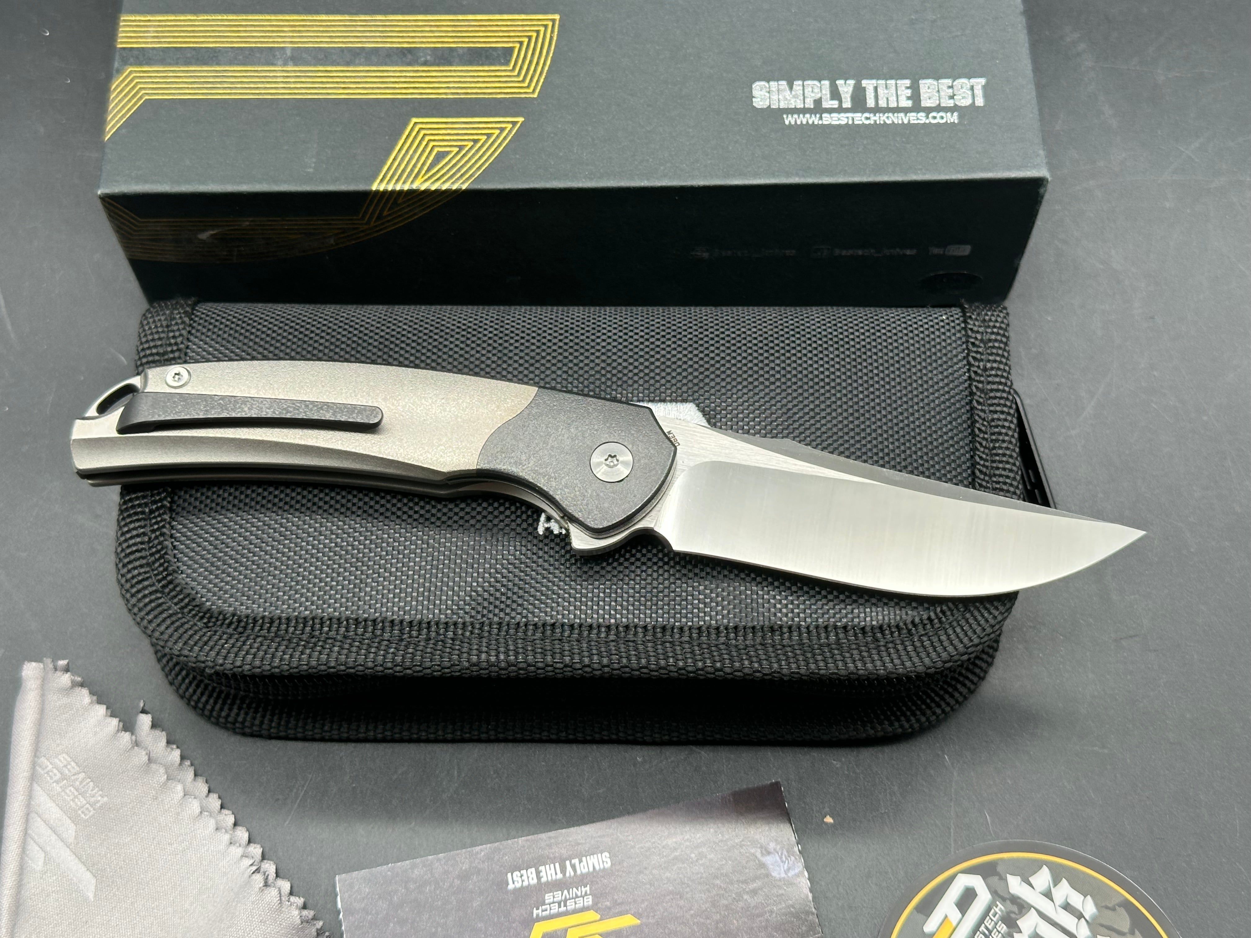 Bestech Knives Supernova Liner Lock Knife Gray Titanium (3.07" Satin) Zirconium bolster
