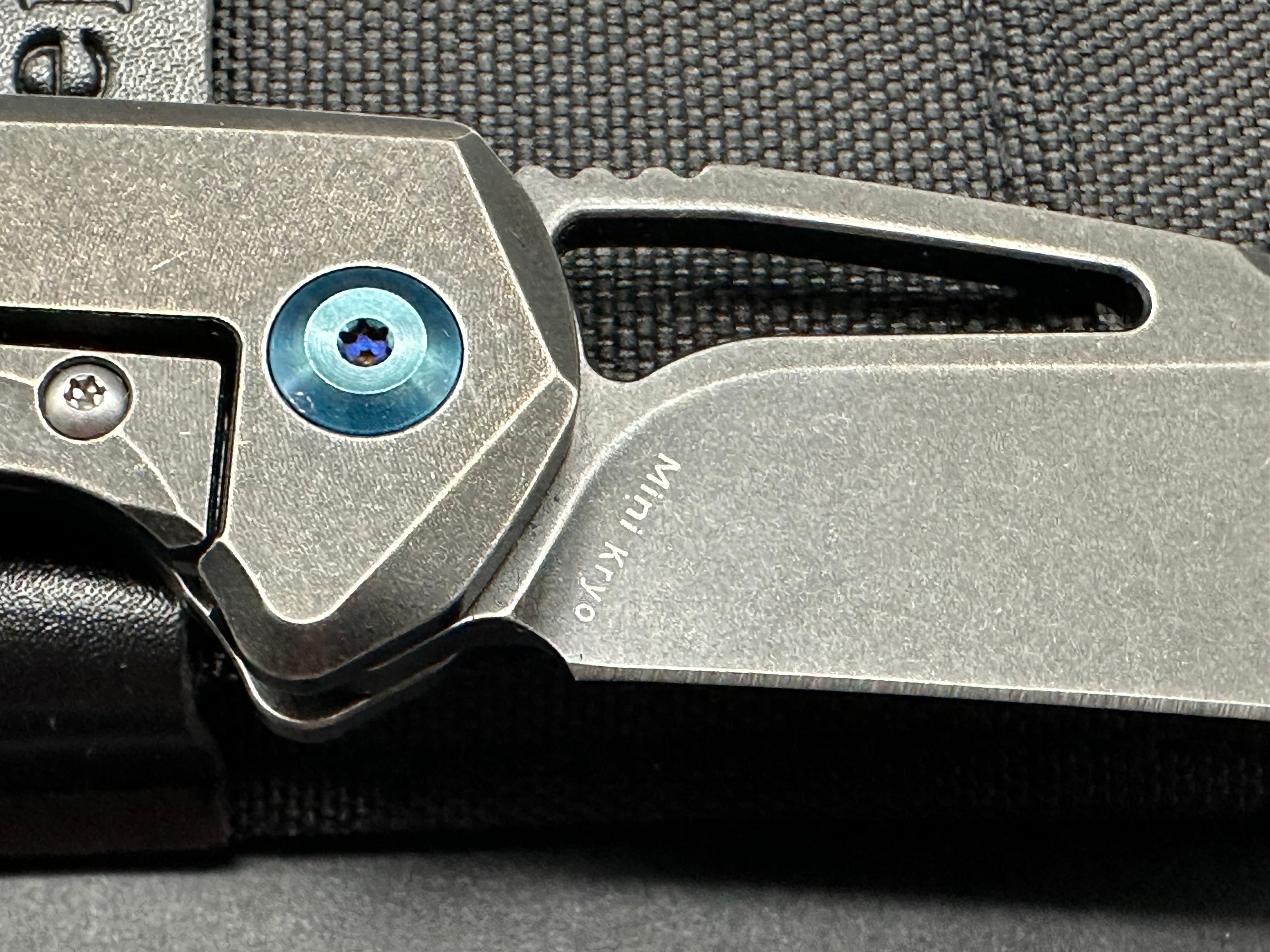 Kansept Mini Kryo Non-Flipper, Blackwashed S35VN Blade, Blackwashed Titanium Handles and Pocket Clip