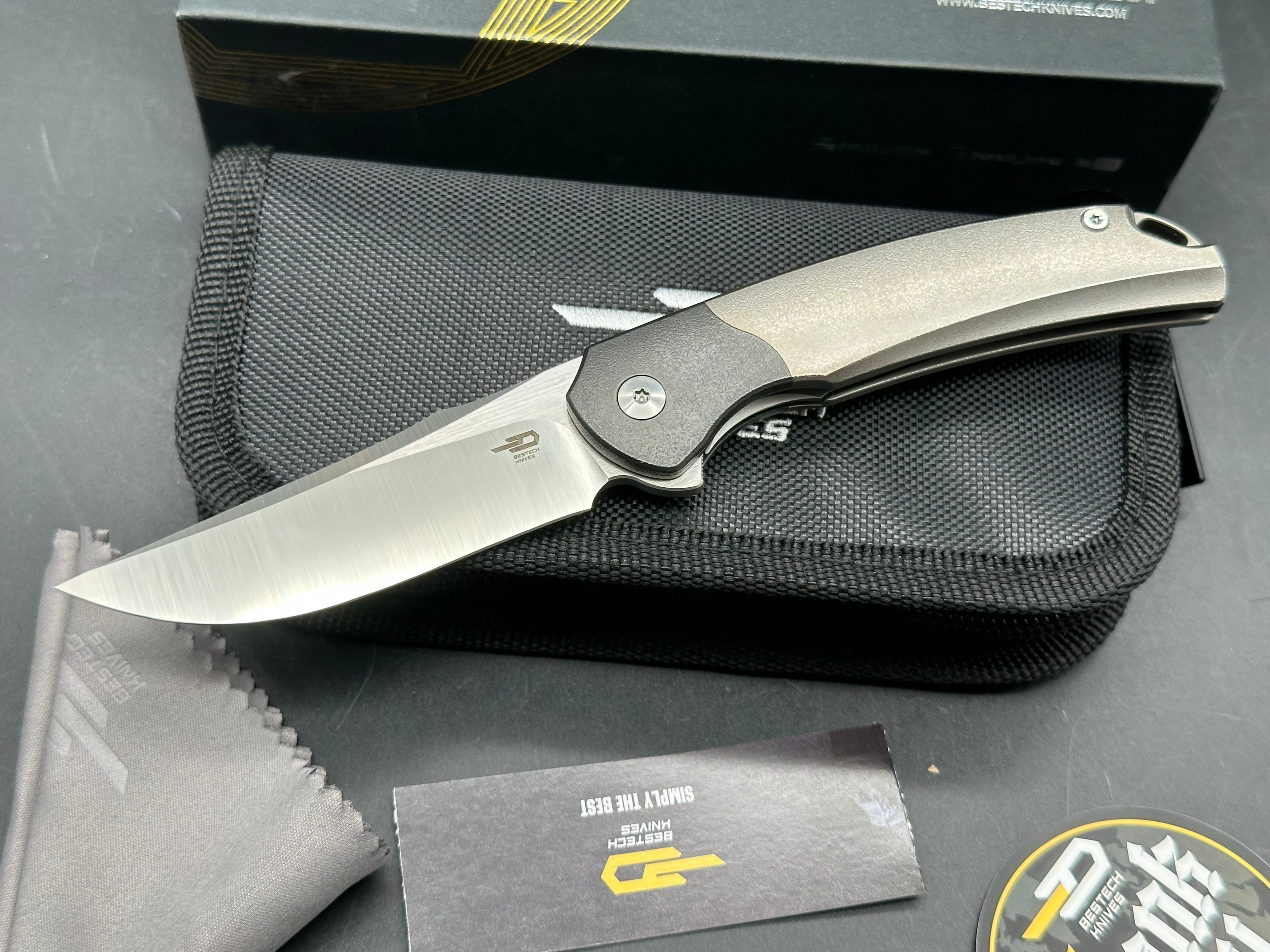 Bestech Knives Supernova Liner Lock Knife Gray Titanium (3.07" Satin) Zirconium bolster