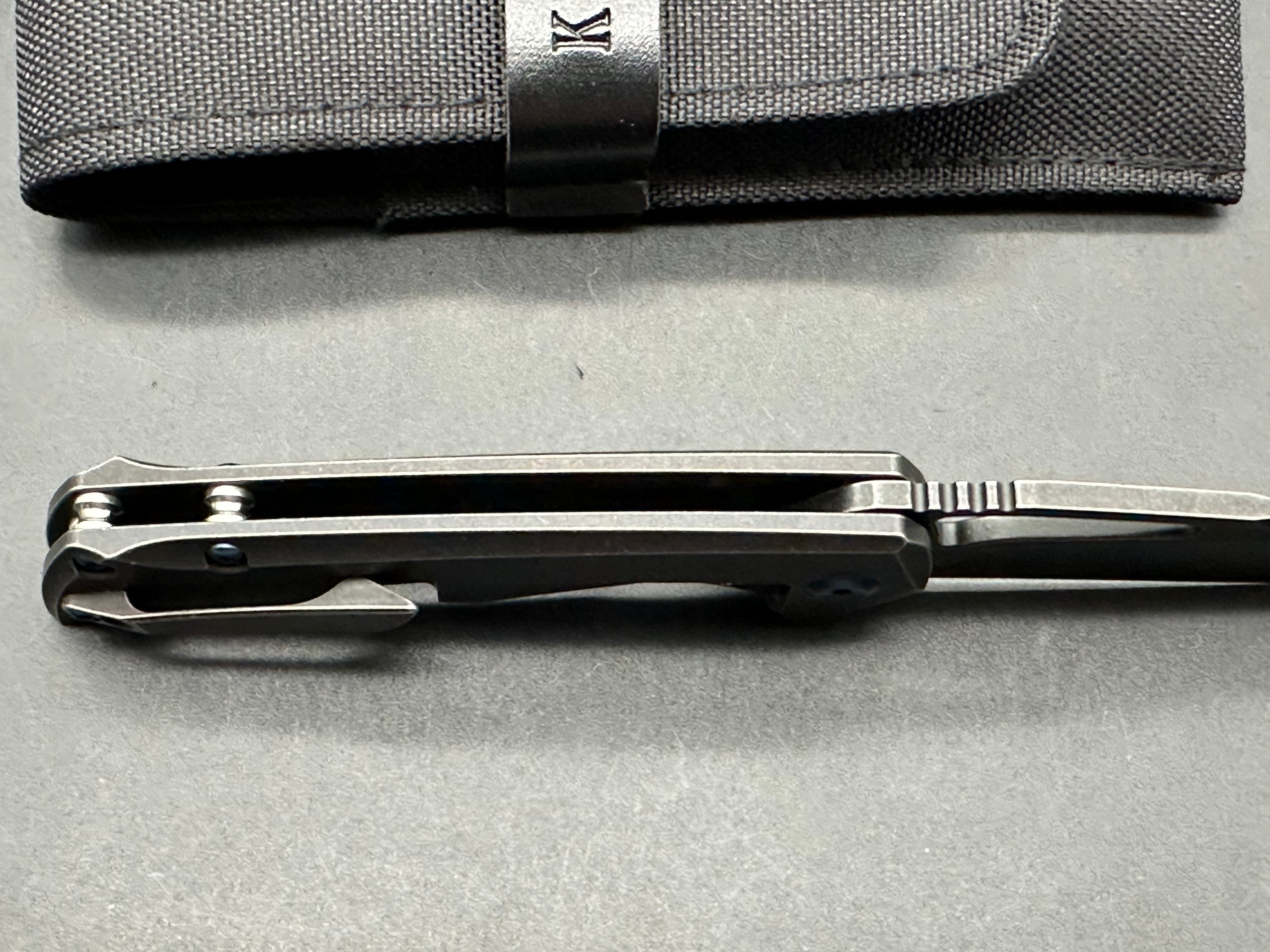 Kansept Mini Kryo Non-Flipper, Blackwashed S35VN Blade, Blackwashed Titanium Handles and Pocket Clip