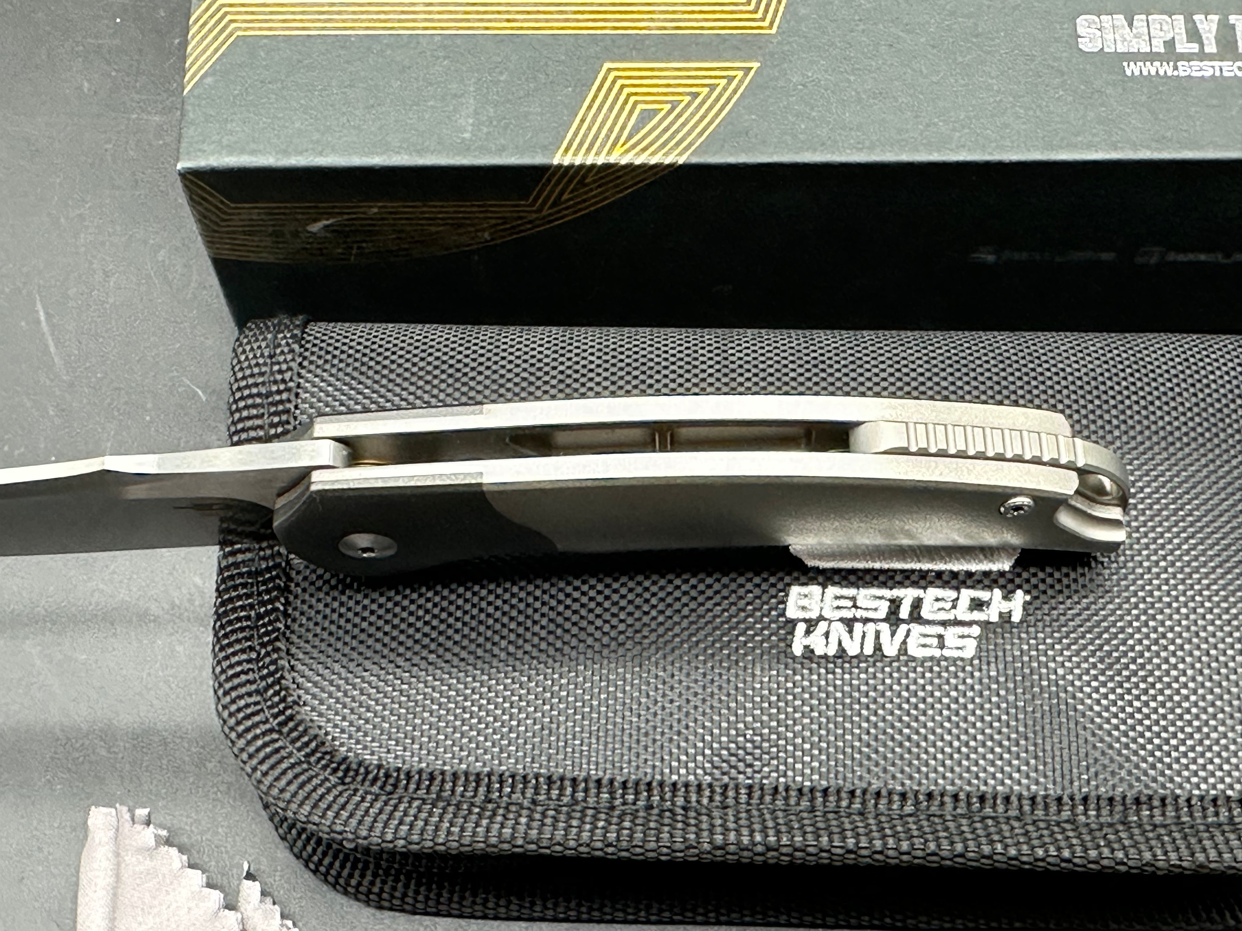Bestech Knives Supernova Liner Lock Knife Gray Titanium (3.07" Satin) Zirconium bolster