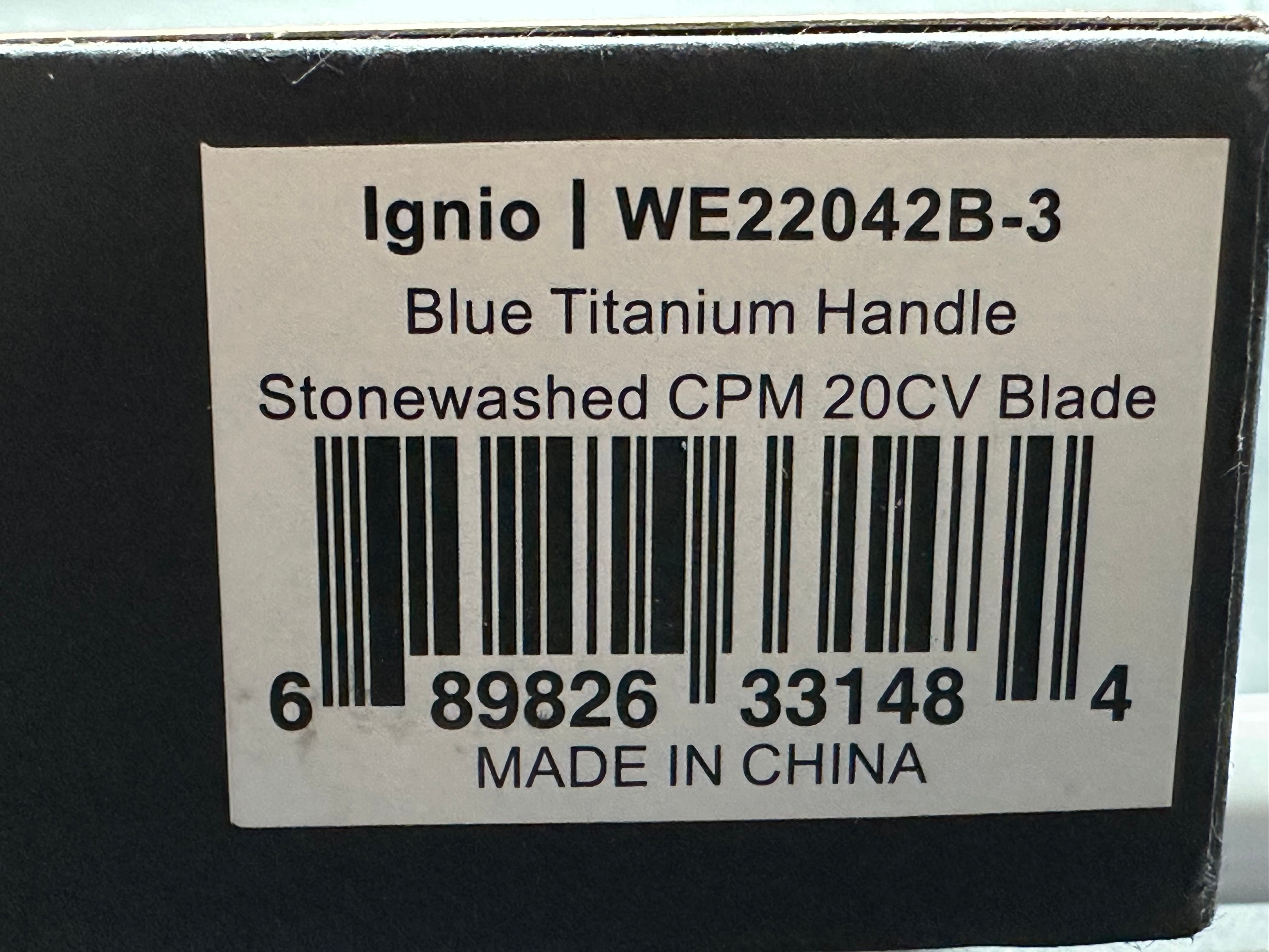WE Knife Co. Ignio Polished Titanium 20CV blade Anodized clip