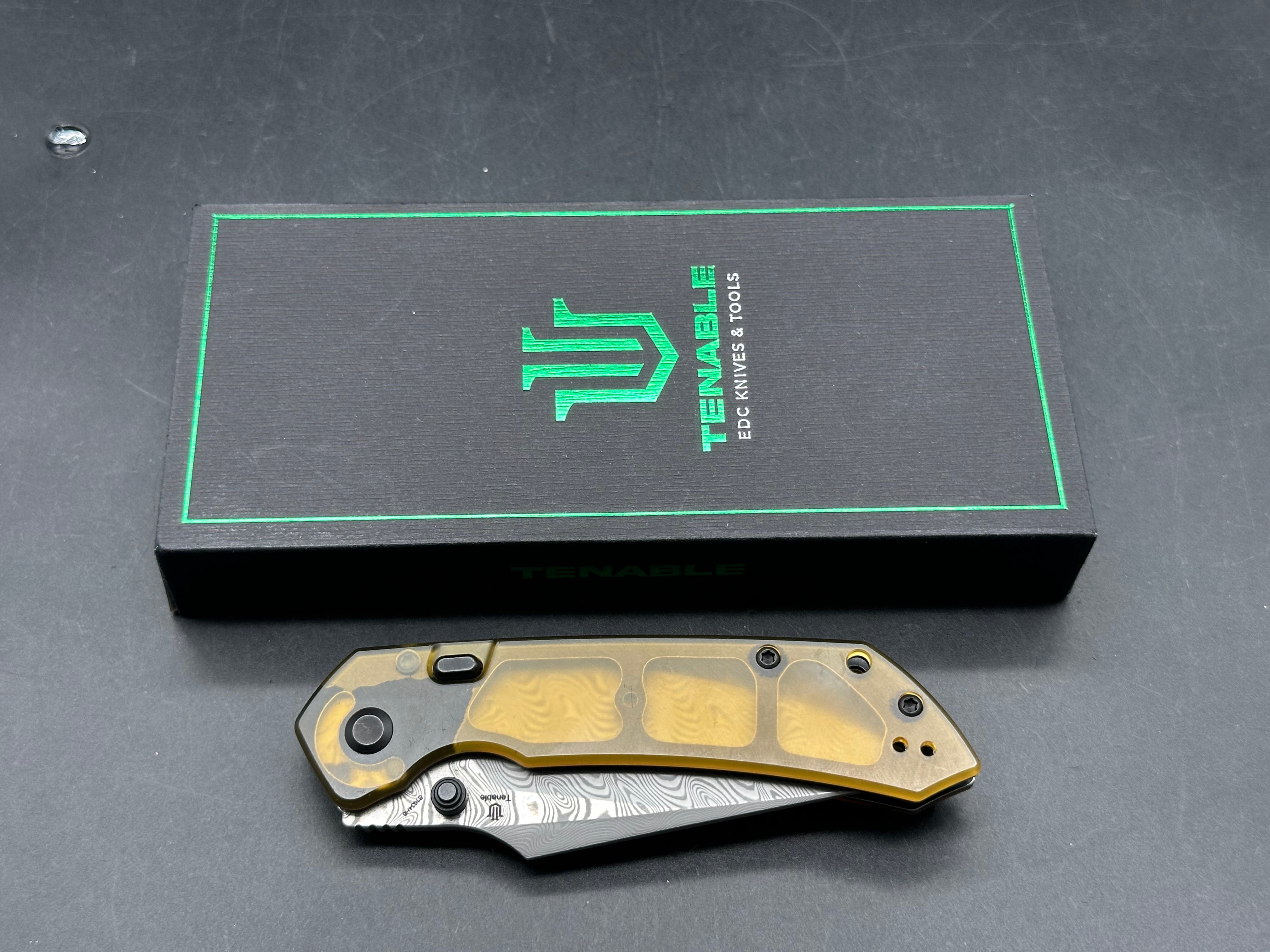 Tenable Fenrir Top Liner Lock Knife Amber Ultem (3.4" Damascus)