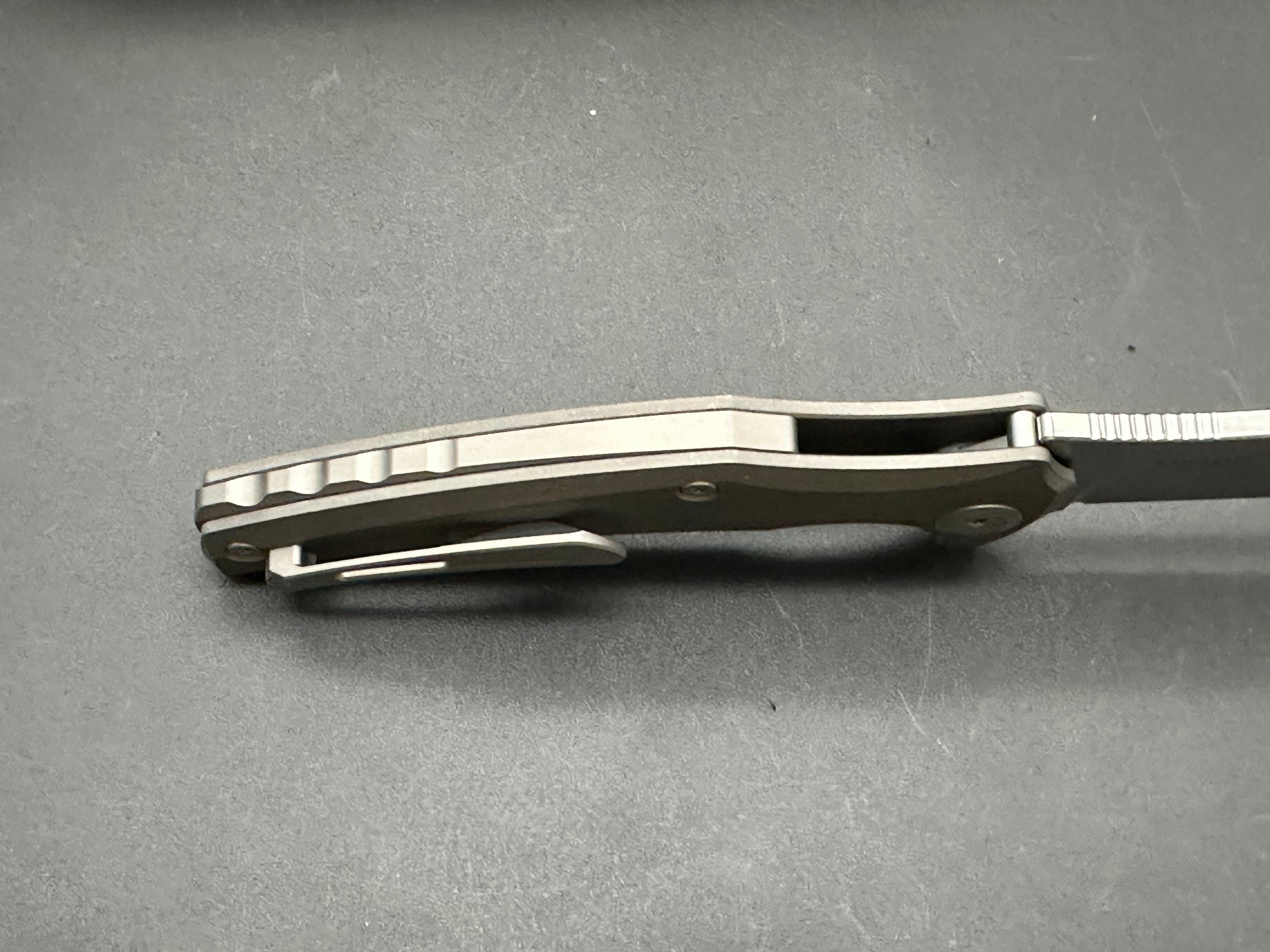 Maxace Orion MagnaCut Frame Lock Knife Stonewash Titanium (3.7" Satin)