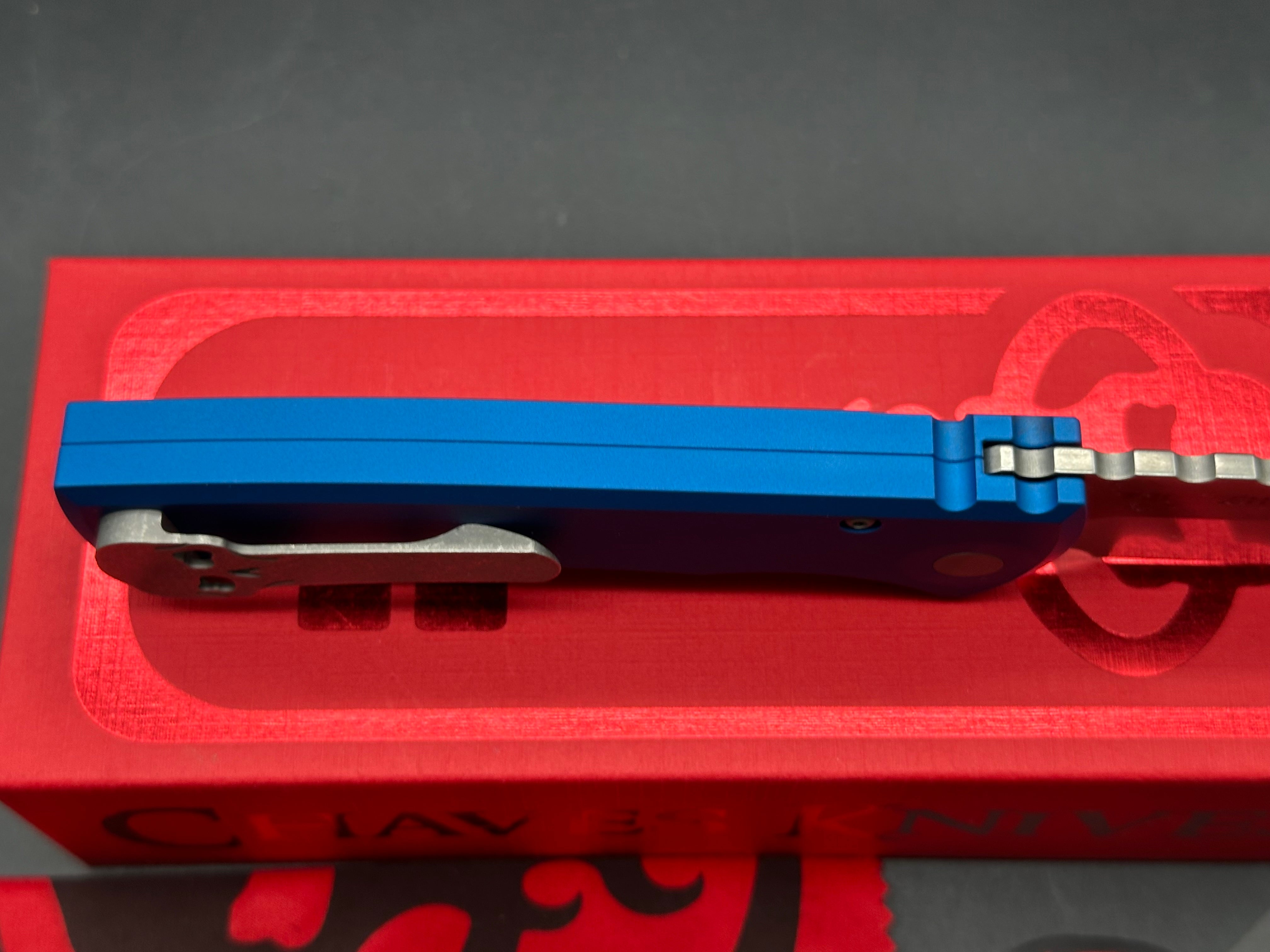 CHAVES KNIVES PRO-TECH AUTOMATIC REDENCION 229 FOLDING KNIFE BLUE ALUMINUM HANDLE S35VN TANTO BLADE